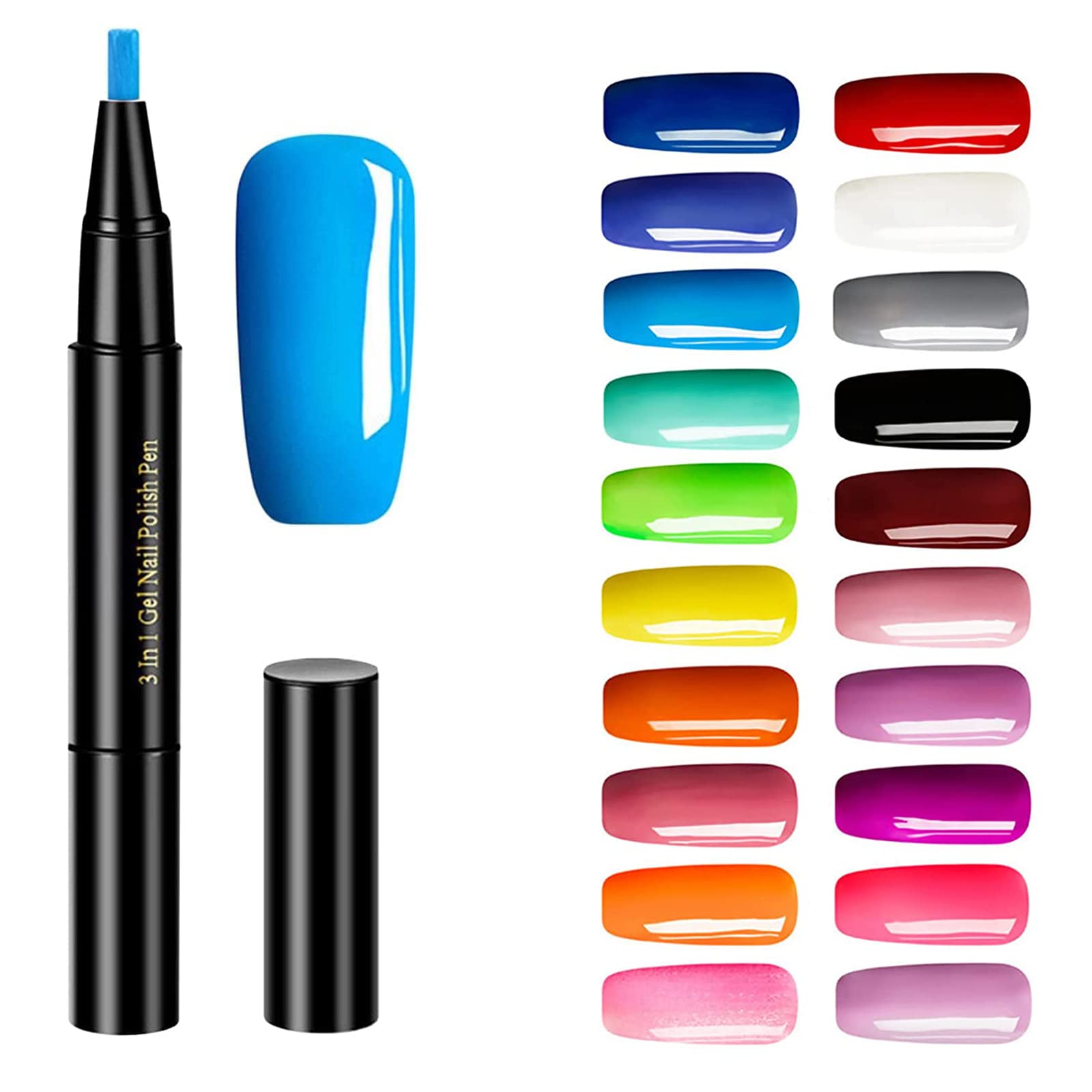 3-in-1 Gel Nail Polish Pen - No Base/Top Coat Needed for DIY Nail Art