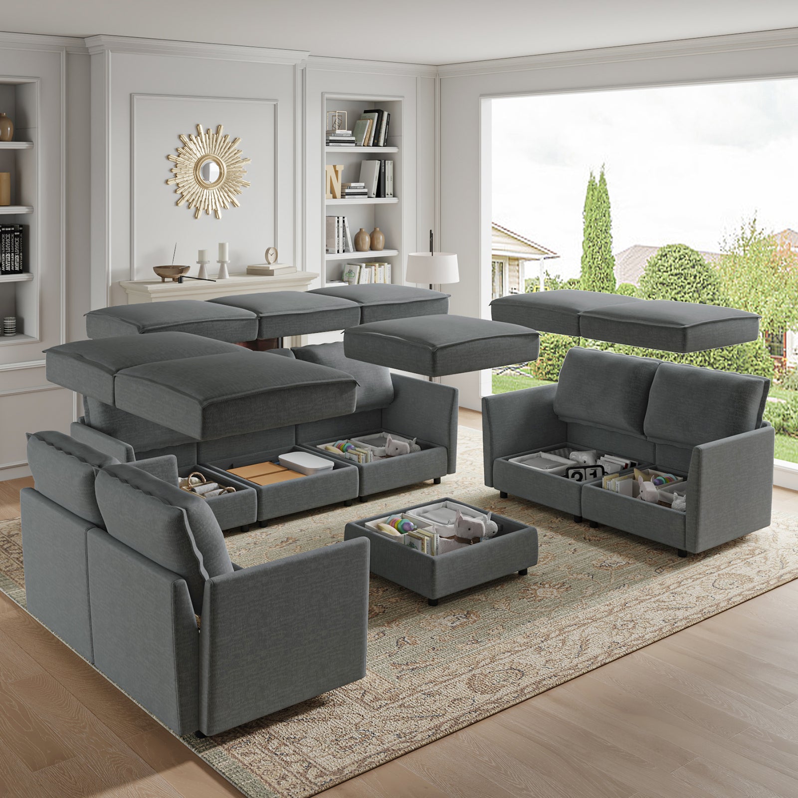 Harmetrix Oversized Soft Sectional Couch with Storage | Modern L-Shaped Sofa Bed with Hidden Compartment | Perfect for Living Room, Family Room & Small Spaces