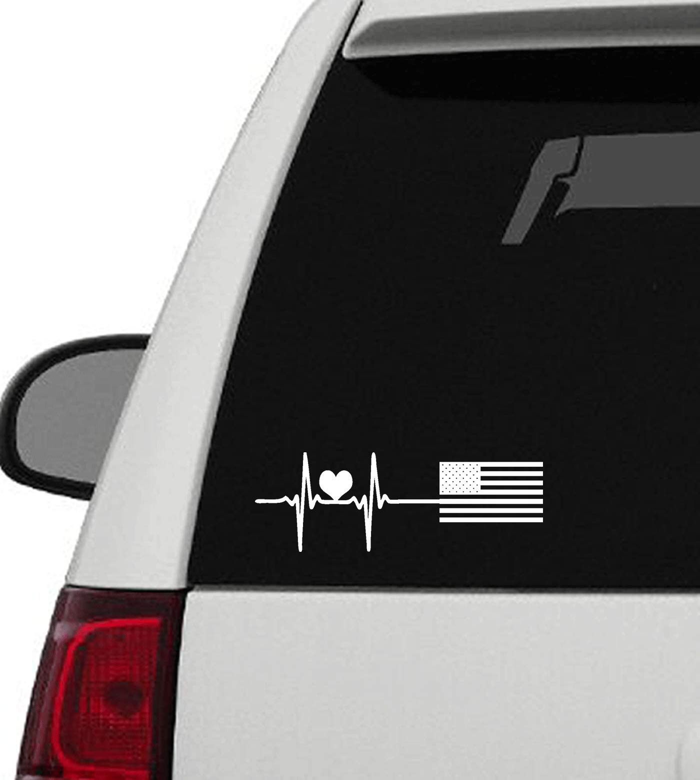 American USA Flag Heartbeat Pulse Lifeline Decal Sticker - Patriotic Vinyl Decal 10