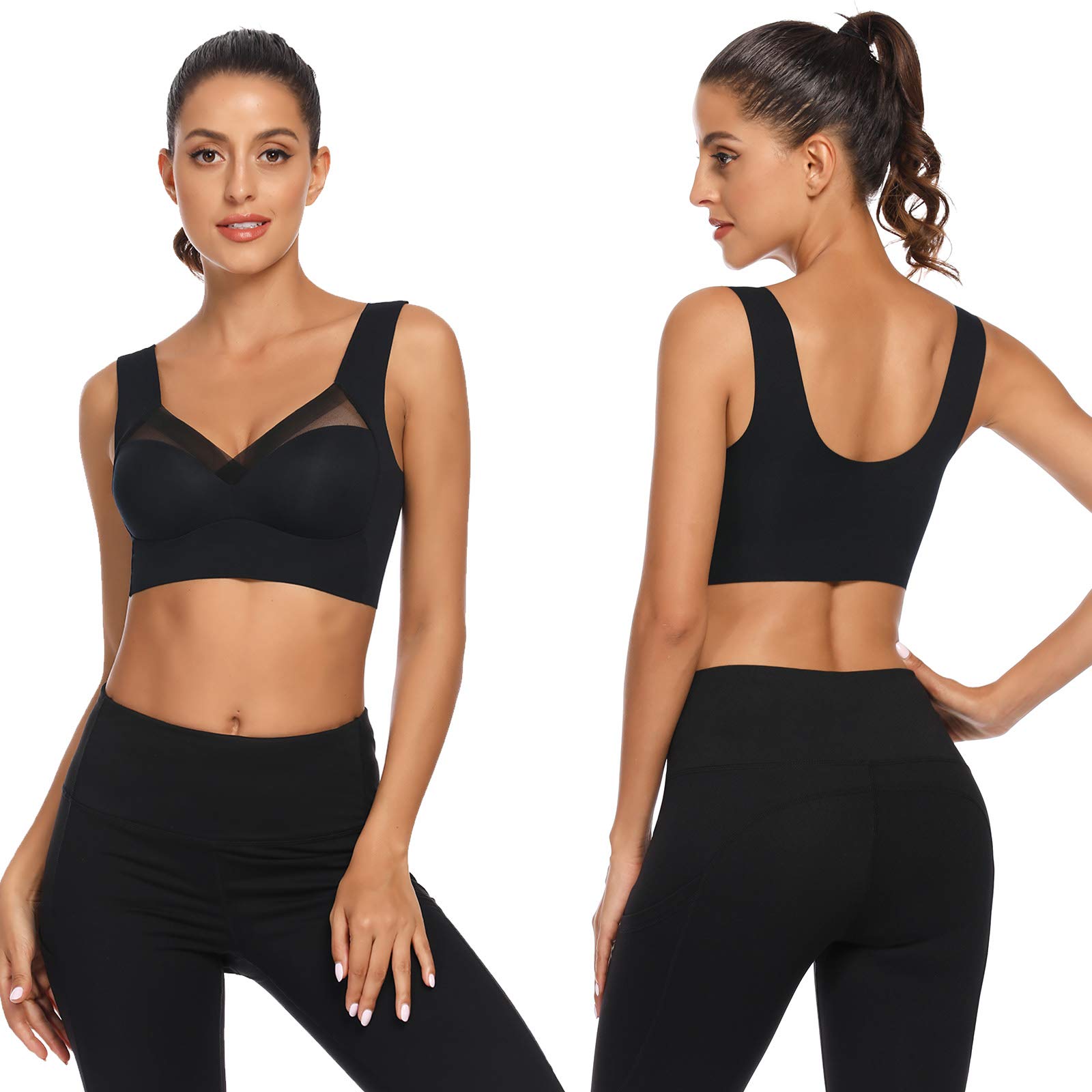 WOWENY Wireless Bras for Women - Comfortable Sleep Bralette, Full Coverage Soft Crop Top, Zero Feel Thin Bra for Everyday Wear & Lounge