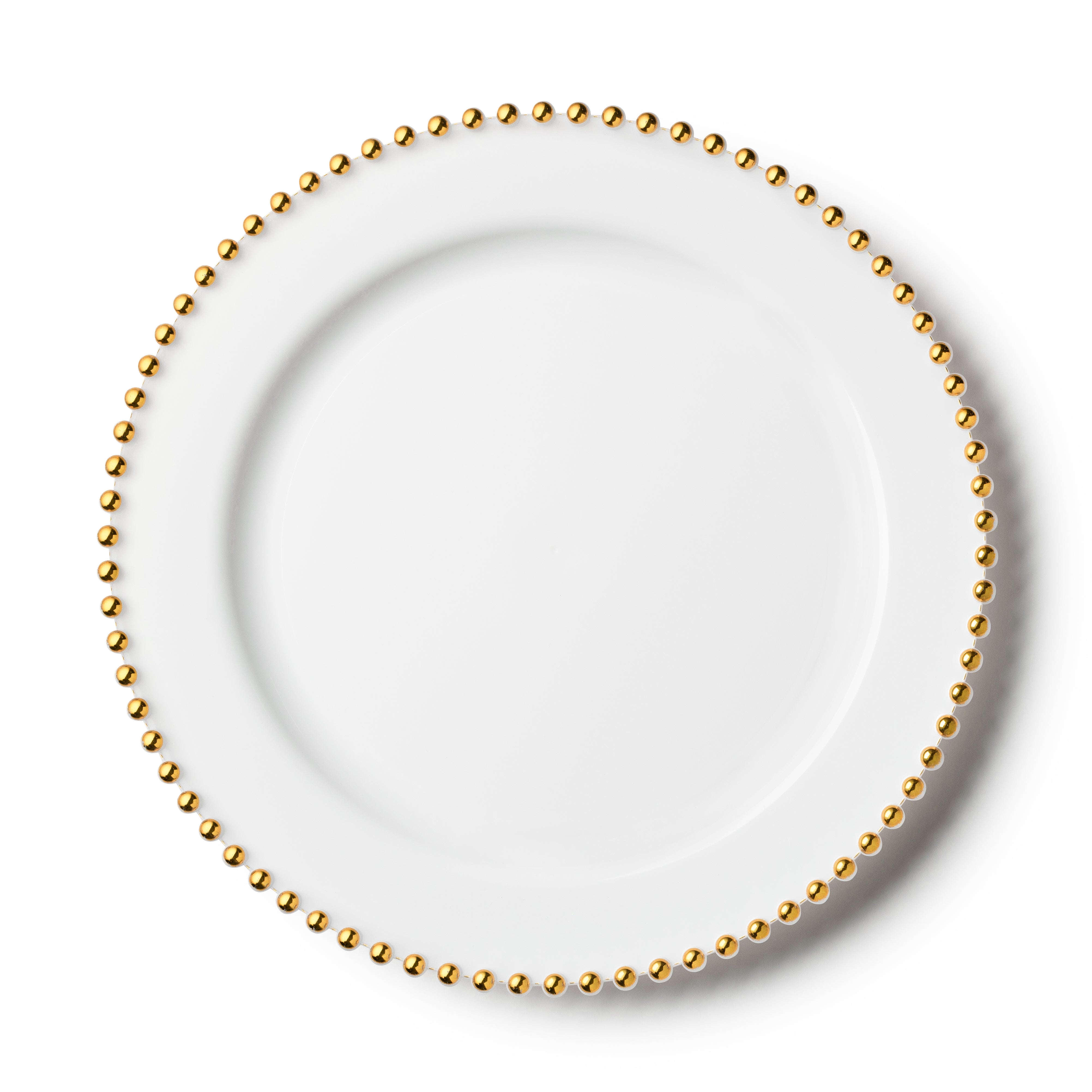 Elegant White & Gold Disposable Plastic Plates - Beaded Wedding Party Dinnerware Set for Bridal Showers, Receptions & Special Events