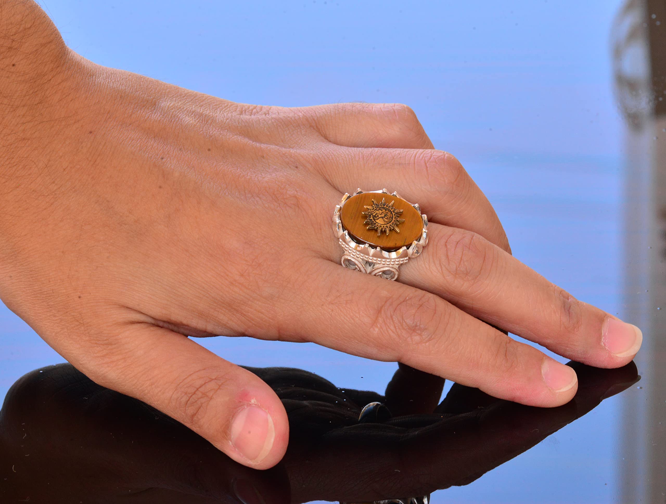 925K Sterling Silver Men's Ring with Natural Tiger Eye Gemstone - Elegant Signet Ring for Men - Perfect for Weddings, Gifts & Everyday Wear
