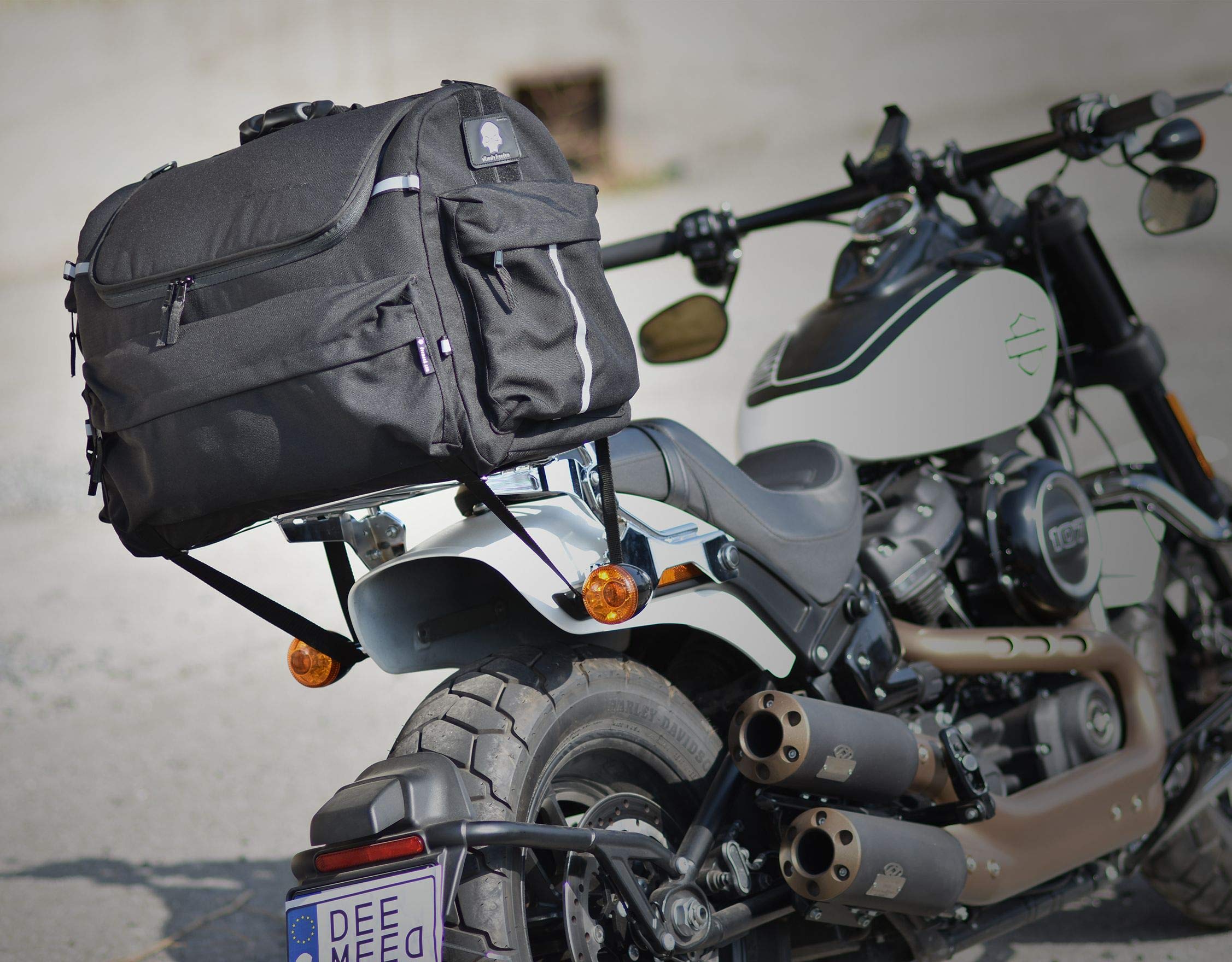 Waterproof Motorcycle Sissy Bar Bag - 14.5-19.8 Gallon Capacity Travel Luggage for Harley, Cruiser & Touring Bikes | Italian Leather Durable Storage | Perfect for Road Trips & Adventure Riding