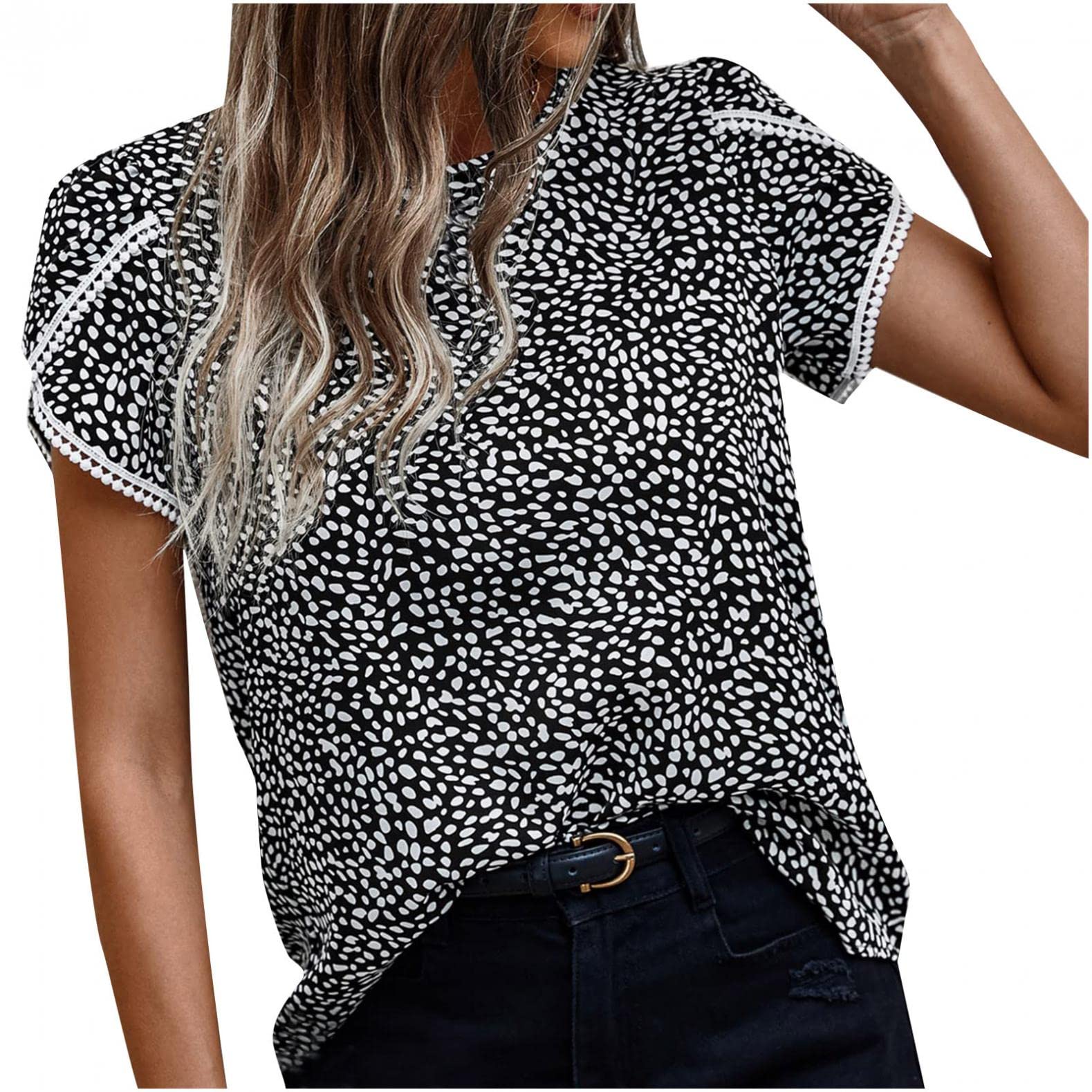 Women's Floral Print V-Neck Short Sleeve T-Shirt - Summer Casual Tunic Top for Ladies | Perfect for Beach Outings, Weekend Brunch & Everyday Wear