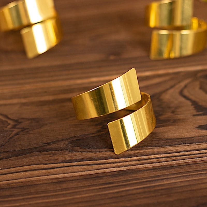 4 Pack Gold Swirl Design Decorative Metal Napkin Rings - Elegant Table Setting for Weddings, Parties & Formal Dining