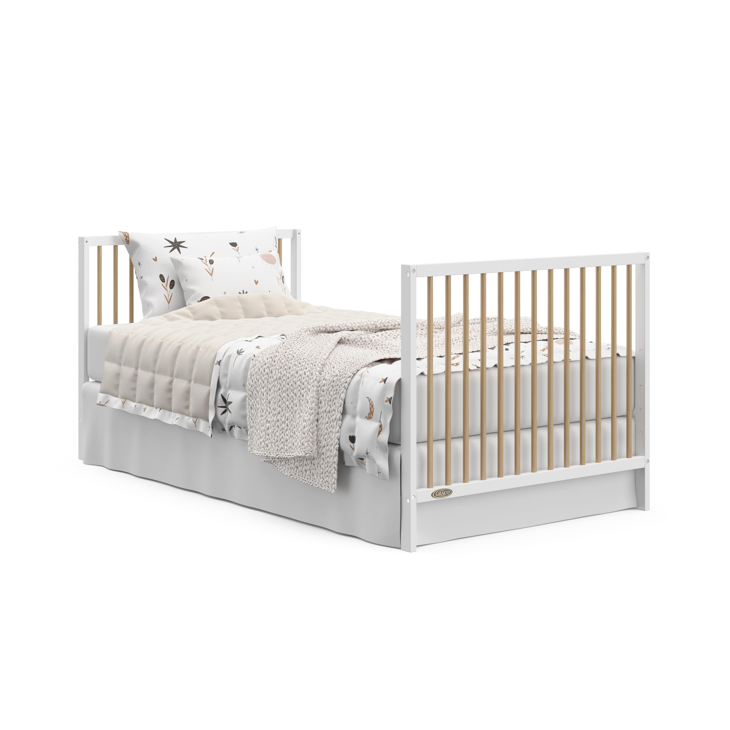 Graco Teddi 4-in-1 Convertible Mini Crib with Waterproof Mattress - GREENGUARD Gold Certified, 2.75-Inch Mattress Included, Compact Nursery Furniture for Small Spaces, Easy 30-Minute Assembly - Perfect for Apartments, Daycares & Guest Rooms