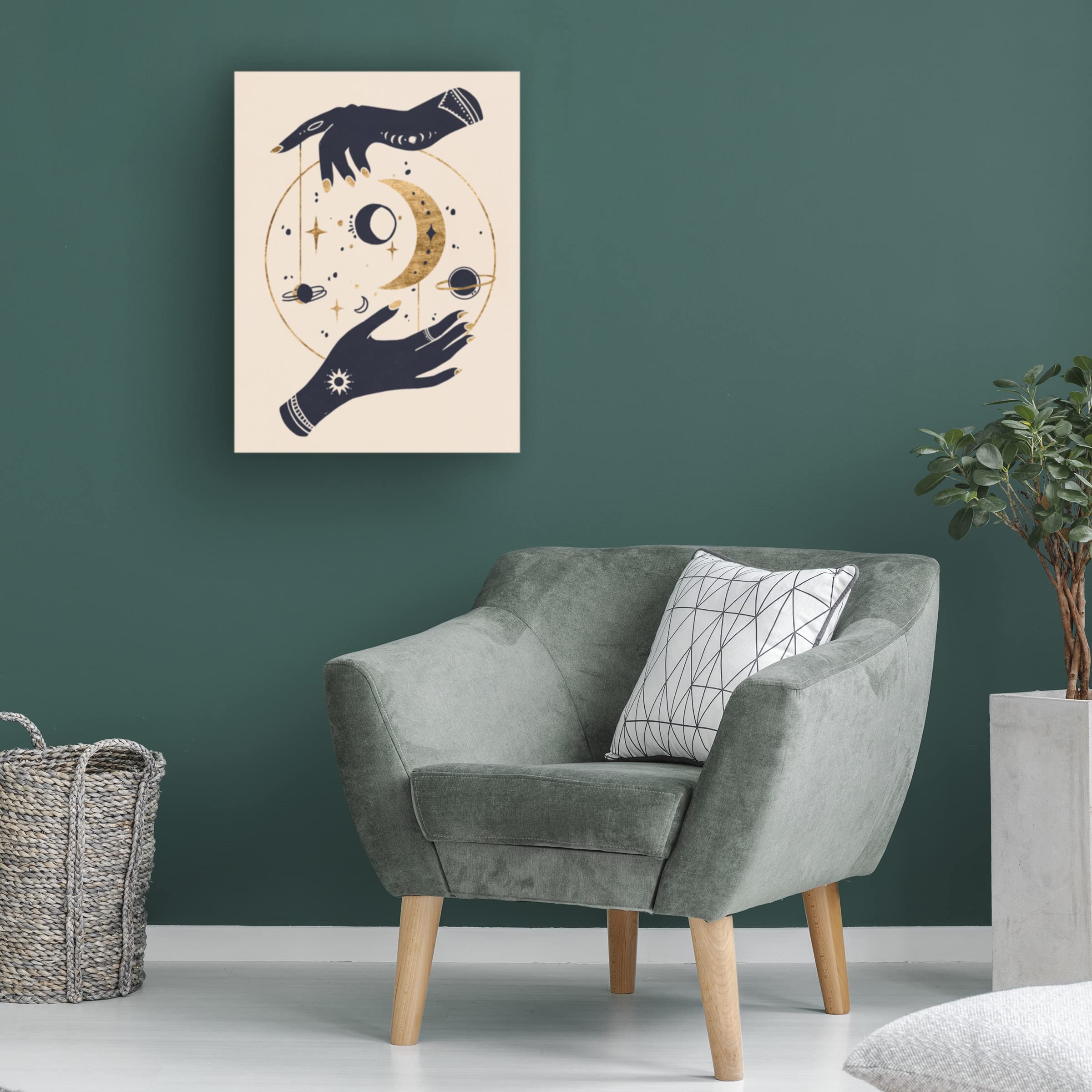 Annie Warren Moon Hands II Canvas Art Print - Modern Wall Decor for Living Room, Bedroom & Office - Trademark Fine Art Collection