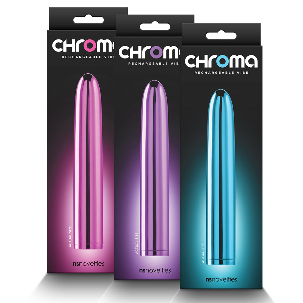Chroma 7 Rechargeable Metallic Multispeed Straight Vibrator - Powerful Personal Massager for Relaxation & Intimate Pleasure - Perfect for Home Use & Couples Play