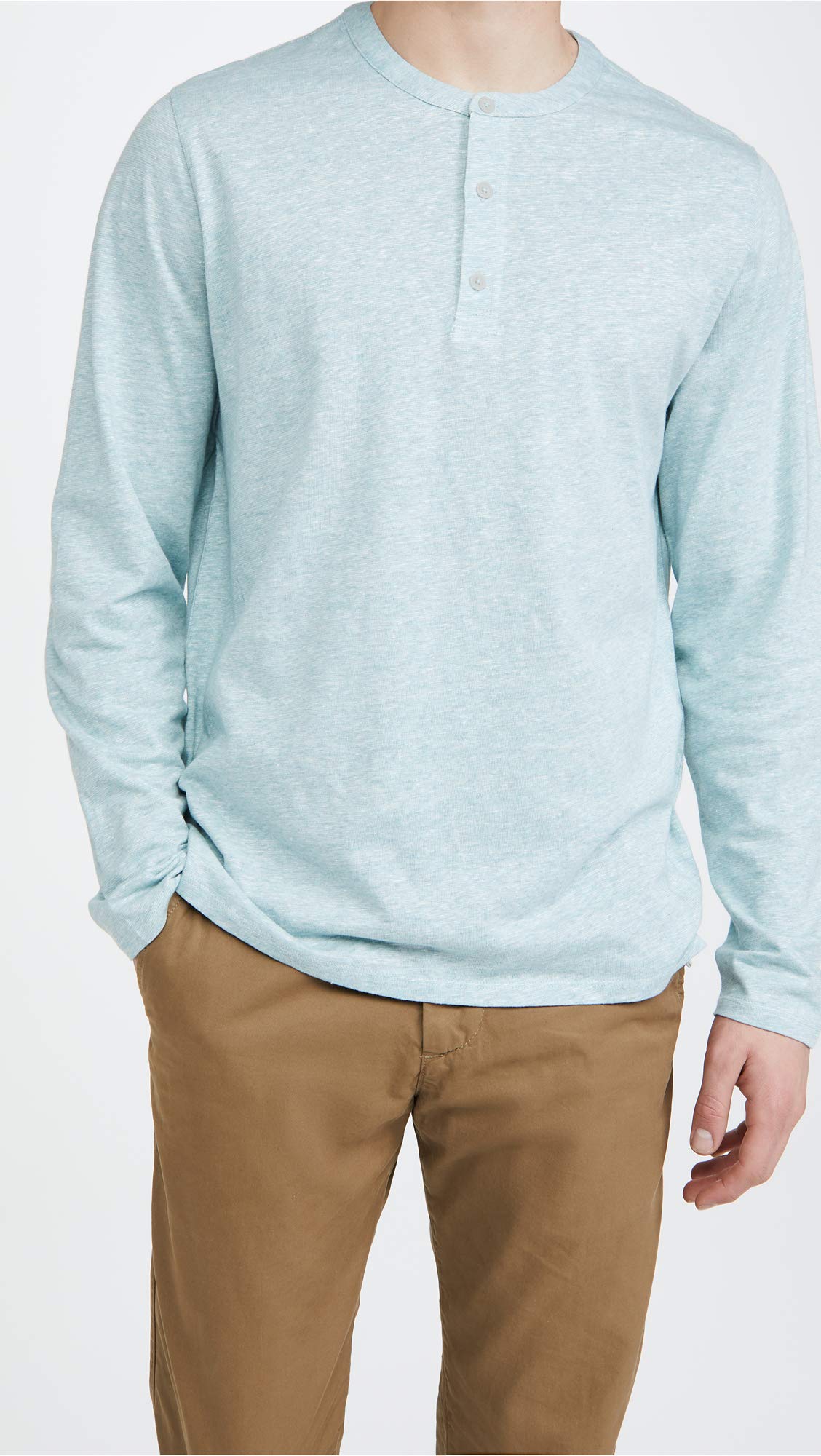 Vince Men's Long Sleeve Linen Henley Shirt - Breathable & Comfortable Casual Top for Summer, Travel, and Outdoor Activities