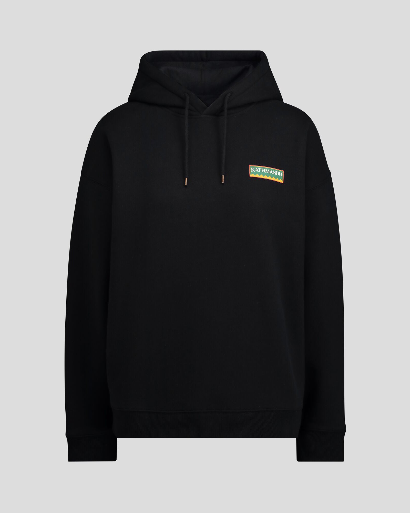 Women's Kathmandu Heritage Logo Slouchy Hoodie - Black | Cozy Pullover Sweatshirt for Casual Wear, Travel & Outdoor Activities