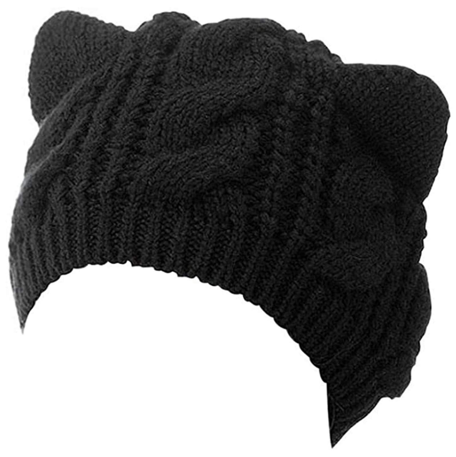Men's & Women's Knit Straw Baseball Cap with Cat Ears - 1PC Black Acrylic Summer Hat for Outdoor Sports, Beach, and Casual Wear