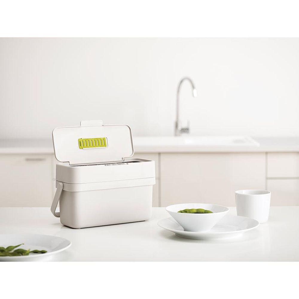 Joseph Joseph Compo Kitchen Compost Bin - 1.3 Gallon White Countertop Compost Pail for Organic Waste - Perfect for Eco-Friendly Homes, Small Kitchens & Sustainable Living