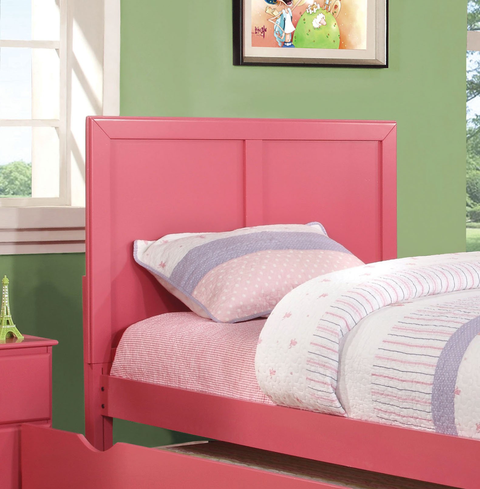 Furniture of America Kolora Youth Headboard - Twin Size, Pink, Soft Upholstered Headboard for Girls Bedroom, Kids Room Decor, Perfect for Toddler and Teen Beds
