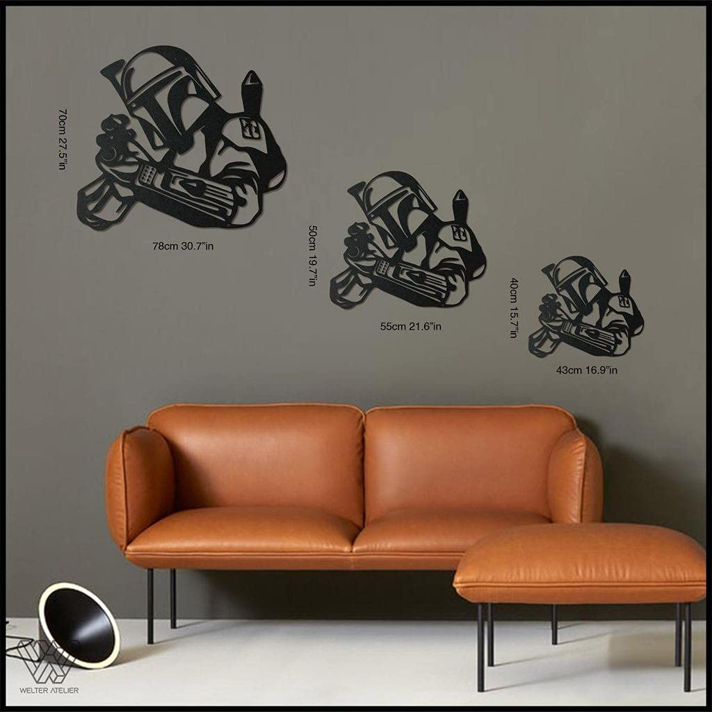 Boba Fett Metal Wall Art 27.5x30.7 Inches - Star Wars Themed Home Decor for Living Room, Bedroom, Kitchen & Bathroom - Indoor Outdoor Wall Hanging Decoration - Perfect for Sci-Fi Fans & Gift Giving