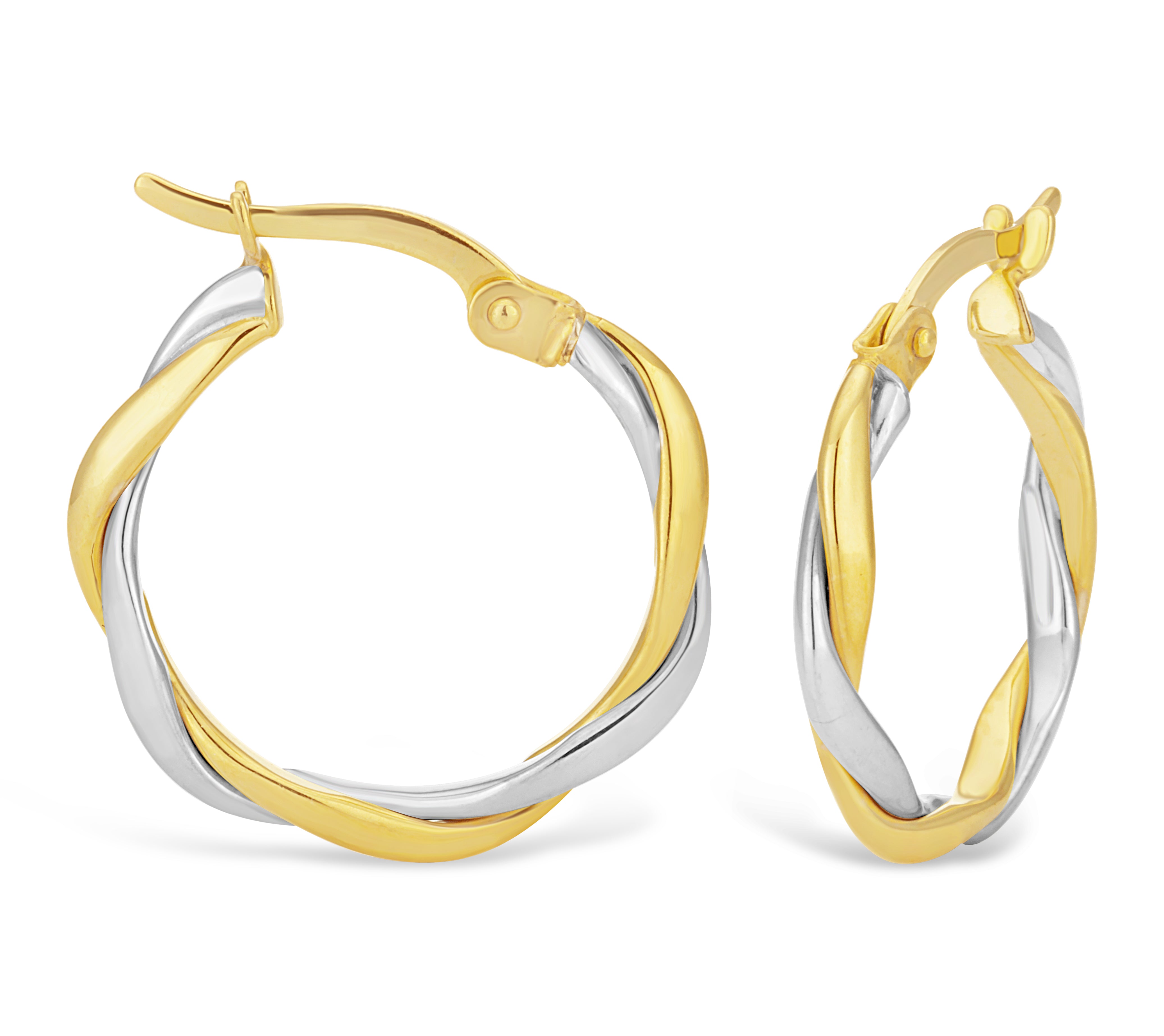 9ct Two Tone Gold Filled Twist Hoop Earrings for Women - Elegant Dangle Jewelry Gift for Birthday, Anniversary & Special Occasions