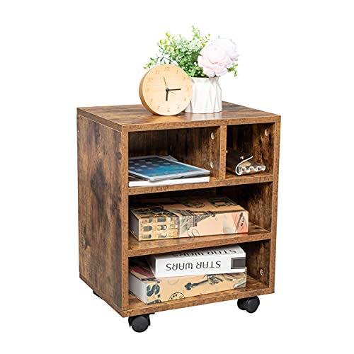 Wooden File Cabinet with Open Storage Shelves - 40