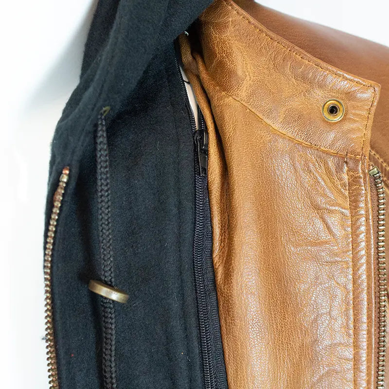 BOL Women's Detachable Hooded Leather Jacket - Fashionable Faux Leather Coat for Fall & Winter - Perfect for Casual Outfits, Streetwear & Outdoor Activities