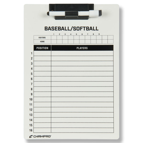 Champro Dry Erase Baseball Softball Coaching Board - Magnetic Whiteboard with Clip for Game Strategies & Practice Drills - Perfect for Coaches, Players & Training Sessions