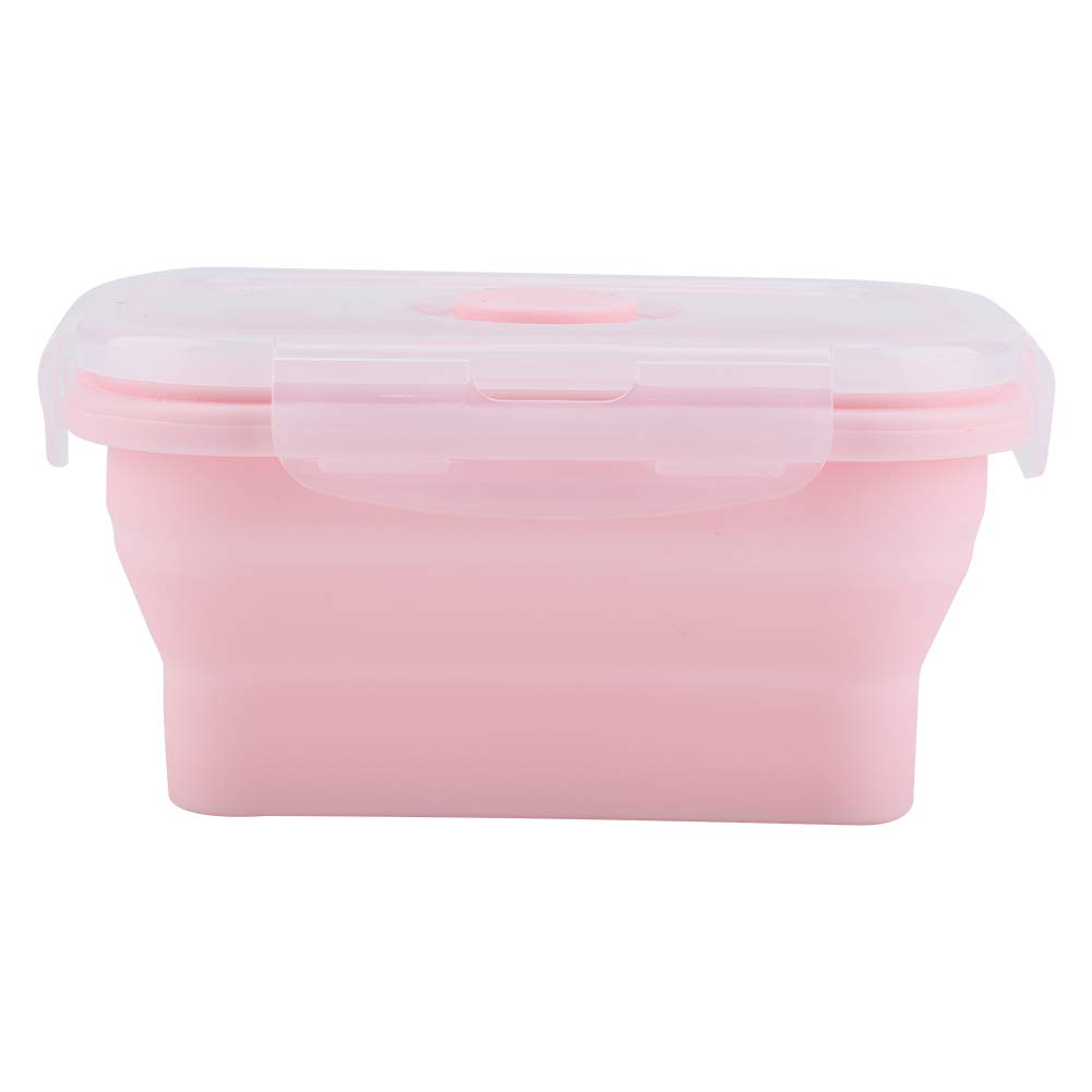 Greensen Collapsible Silicone Food Storage Containers 350ml - Microwave Safe, Leak Proof, Portable Lunch Box for School, Office, Picnic & Travel (Pink) | Bento Box, Bread Storage & Meal Prep Container