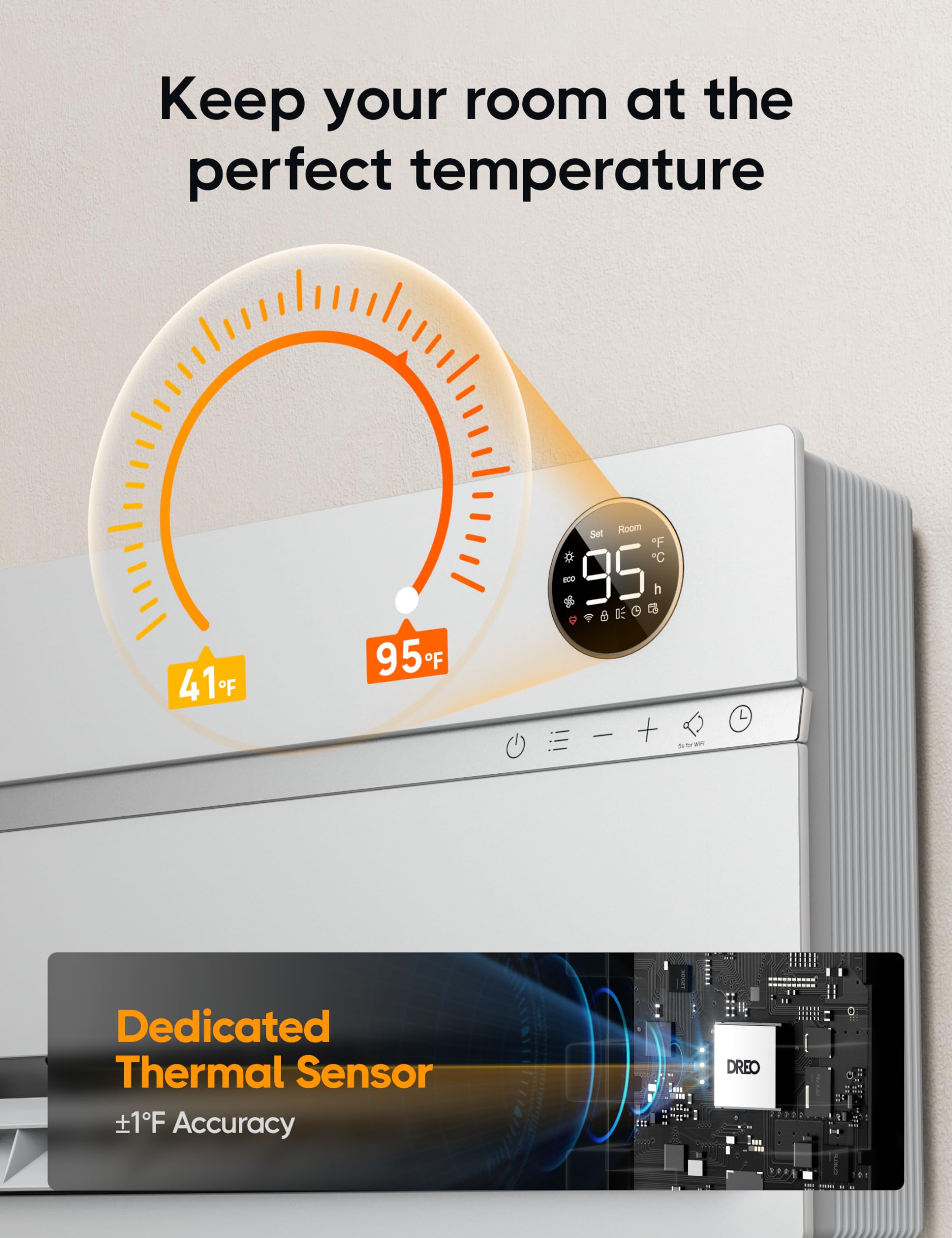 Dreo 1500W Smart Wall Heater with ALCI Plug - 120° Vertical Oscillation, Adjustable Thermostat & 24H Timer - Easy Installation Electric Space Heater for Bathroom, Bedroom, Office - Perfect for Indoor Heating in Winter & Small Spaces