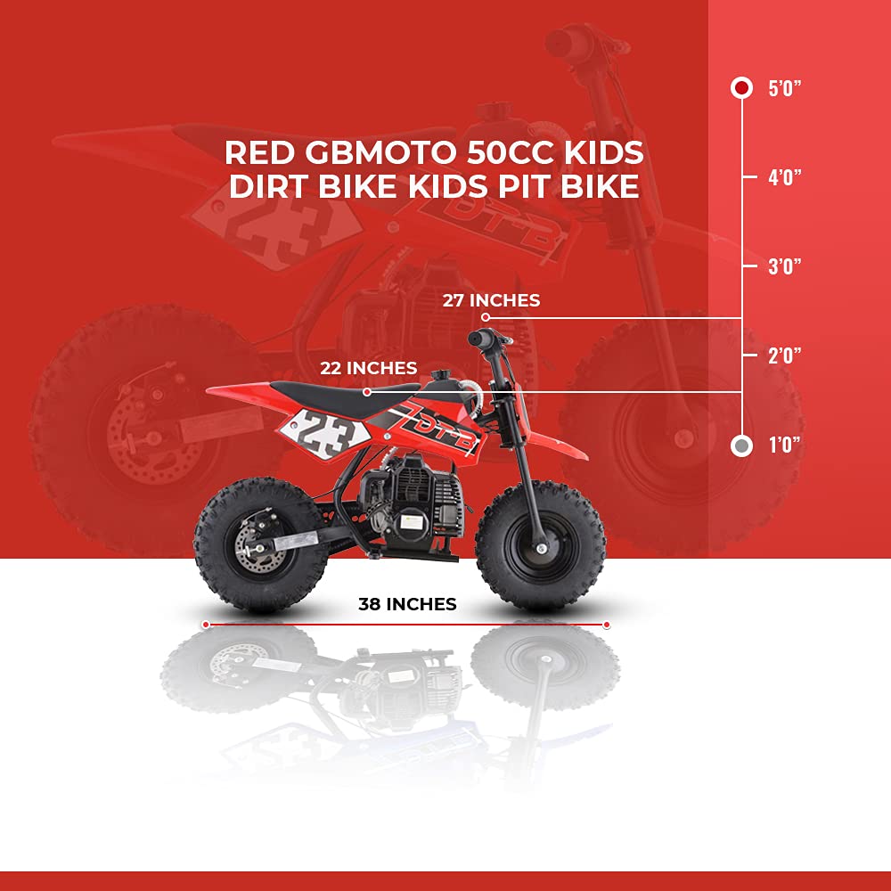 Best 50cc Kids Dirt Bike - Red 2-Stroke Gas Pit Bike for Boys & Girls | Off-Road, Trail Riding & Backyard Fun