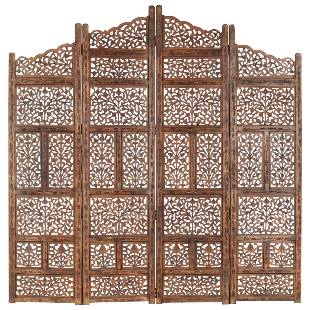 Hand Carved Solid Mango Wood Room Divider Screen - Multiple Sizes & Colors | VidaXL | Privacy Partition for Home, Office, or Studio Decor