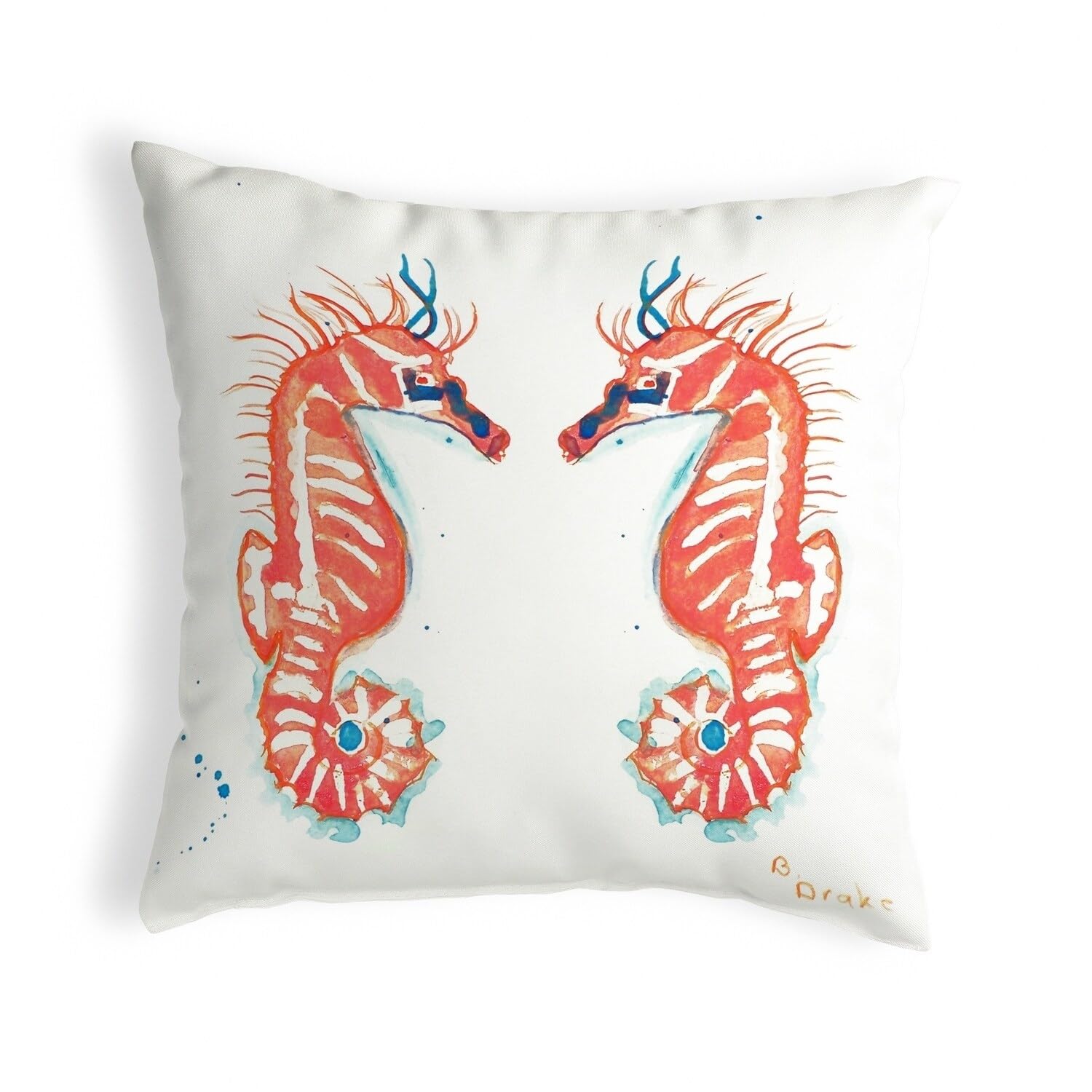 Betsy Drake KS100 Decorative Throw Pillow 12x12 Inches - Soft & Stylish Multi-Color Cushion for Sofa, Bed, or Living Room Decor