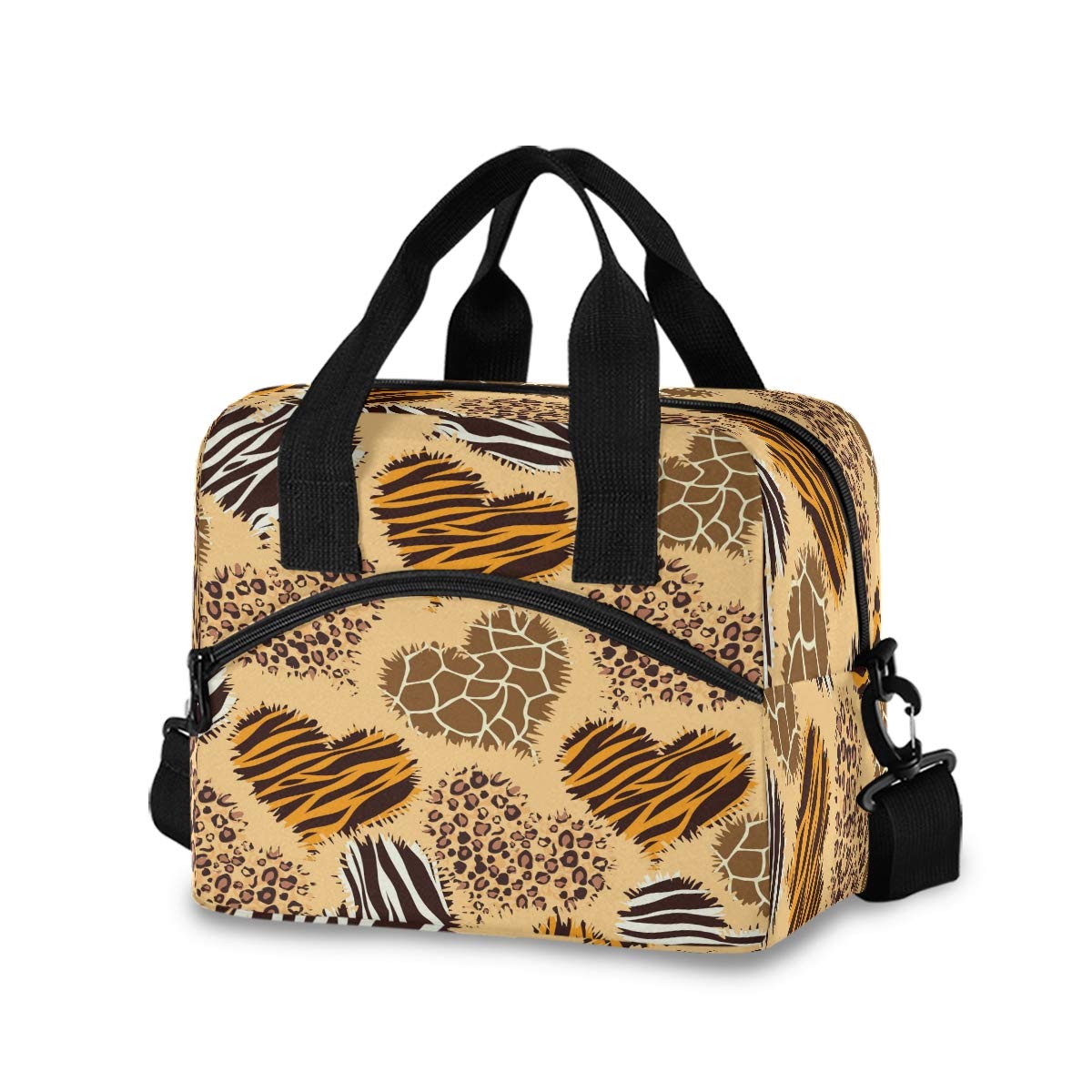 SUABO Insulated Lunch Bag for Kids & Adults - Leopard Giraffe Zebra Print Tote Lunch Box for School, Work, Picnic & Travel - BPA-Free Food Container Keeps Meals Fresh & Cool