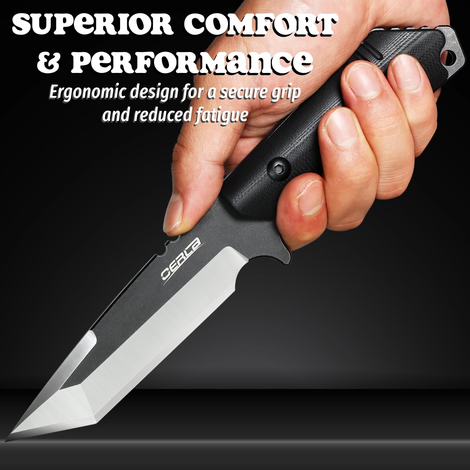 OERLA OLX-004 Tactical Survival Knife - 420HC Steel Fixed Blade with Kydex Sheath & G10 Handle - Outdoor Camping, Hunting, Bushcraft & Emergency Tool - Perfect for Hiking, Backpacking & Survival Situations
