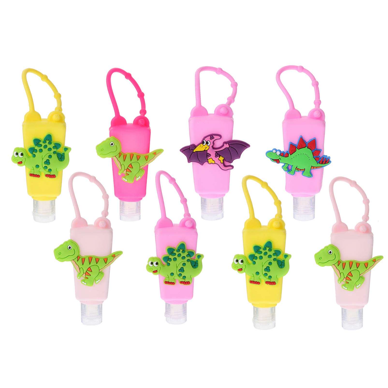 PATKAW 8 Pack Travel-Sized Silicone Lotion Bottles with Keychain Holder - Leak-Proof Portable Empty Containers for Toiletries (Red & Green) | Perfect for Airplane Carry-On, Gym Bag & Daily Essentials Organization