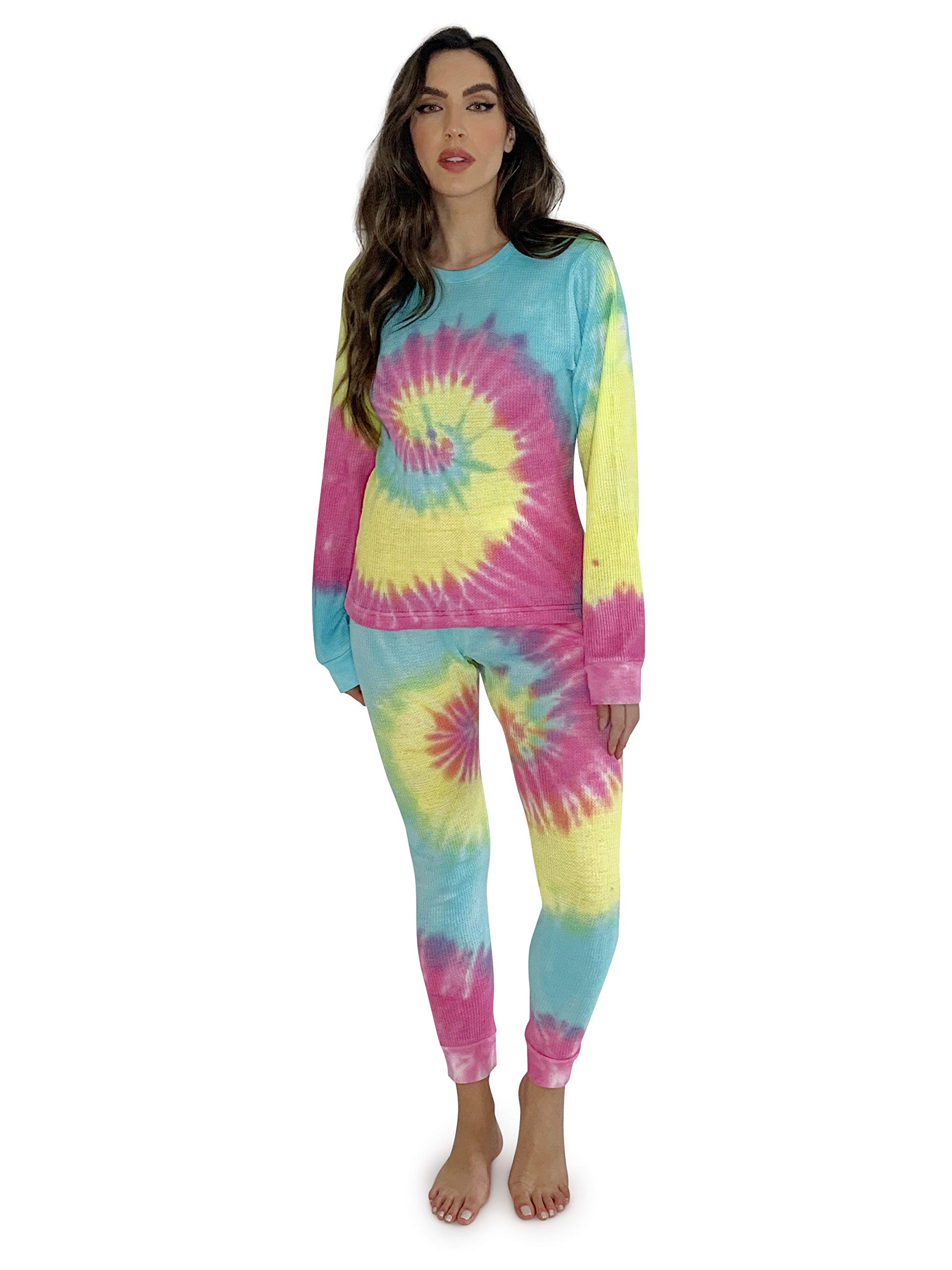 Just Love Women's Tie Dye Two-Piece Thermal Pajama Set - Cozy Winter Sleepwear for Cold Nights | Perfect for Lounging, Sleepovers & Holiday Gifts