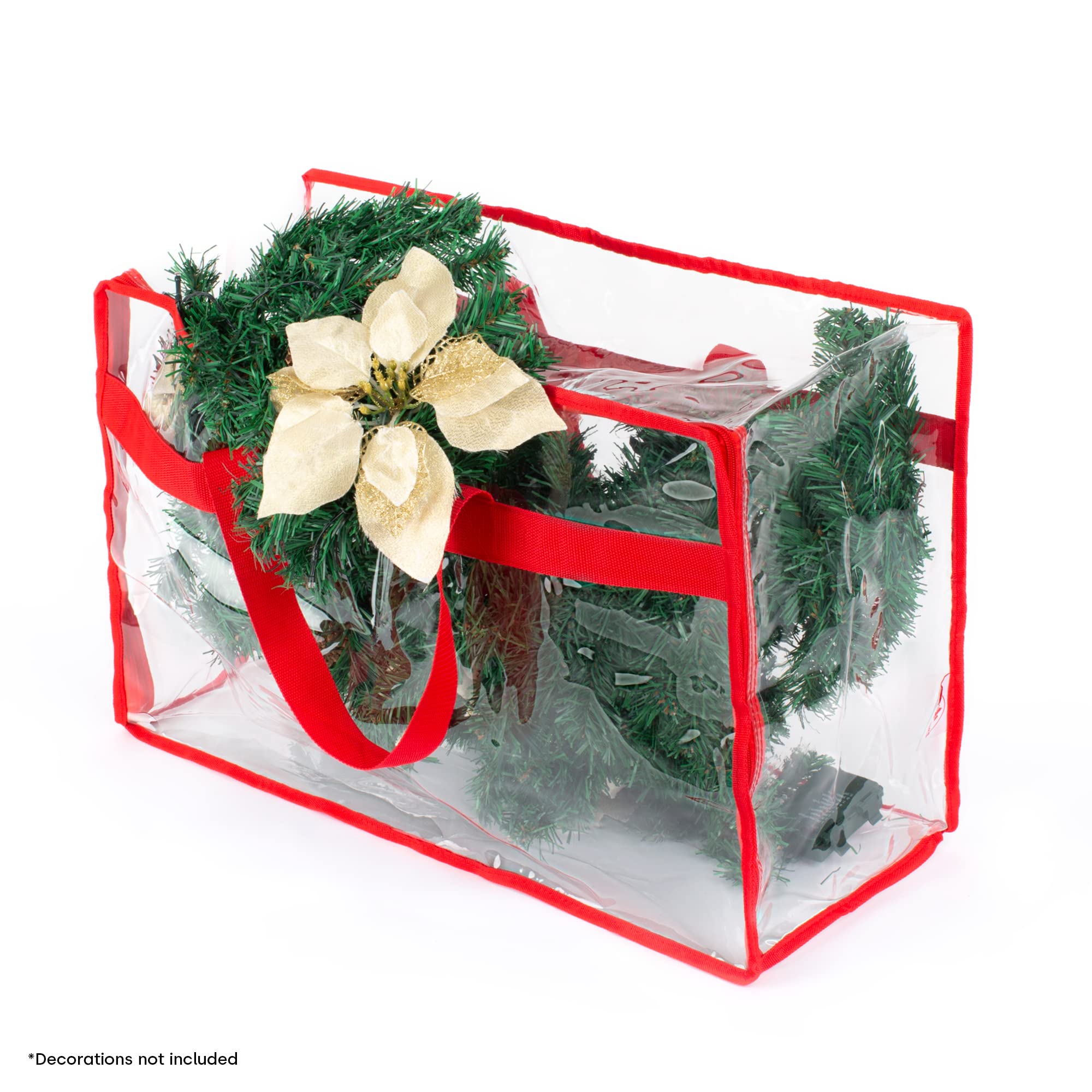 Christmas Village Storage Set - 2 Pack Clear PVC Organizer Bags with Zipper for Holiday Decorations, Toys & Wrapping Paper - Perfect for Bedroom Closet, Wardrobe & Seasonal Storage (Red)