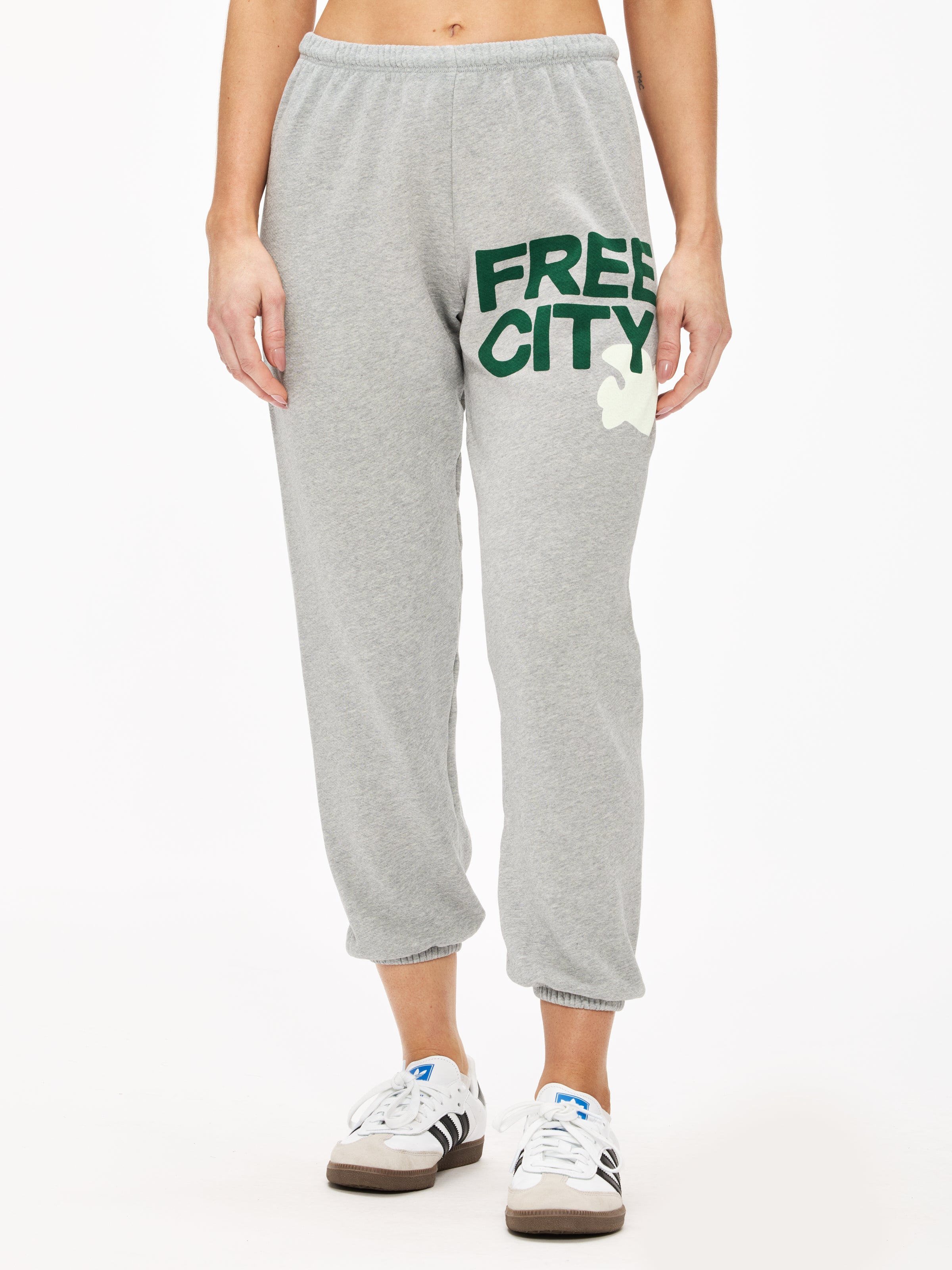 Freecity Large Heather Sweatpant for Women - Soft Fleece Joggers with Pockets, Comfortable Lounge Pants for Yoga, Running, Travel & Home Wear