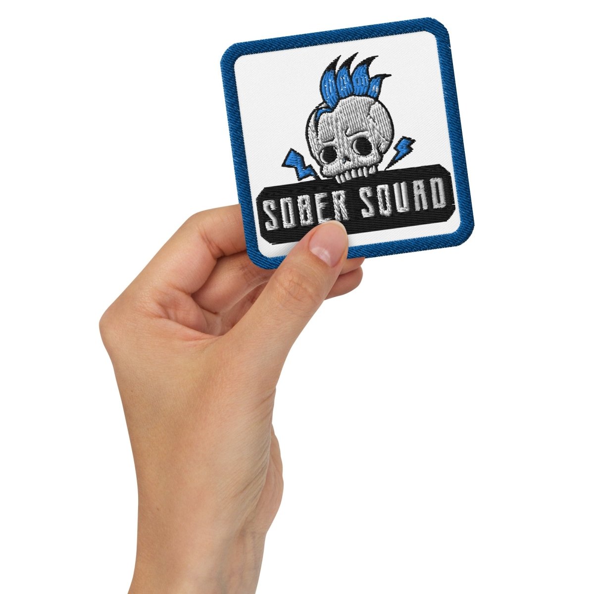 Sober Squad Punk Skull Embroidered Iron-On Patch for Jackets, Vests & Backpacks - DIY Punk Rock Style Accessories for Bikers & Music Fans