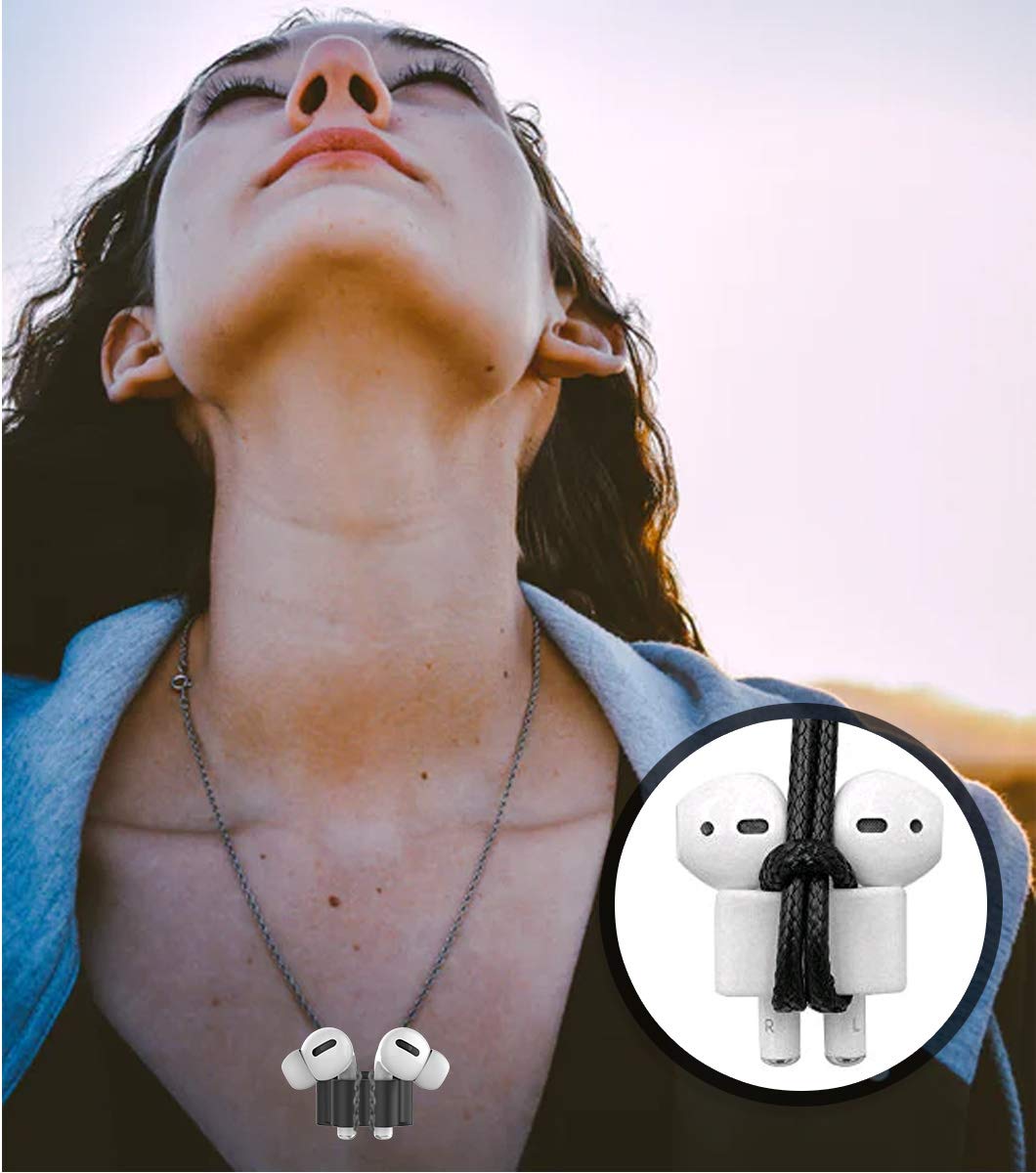 Anti-Lost AirPod Pro Strap Holder - for Sports & Work (Black+White)