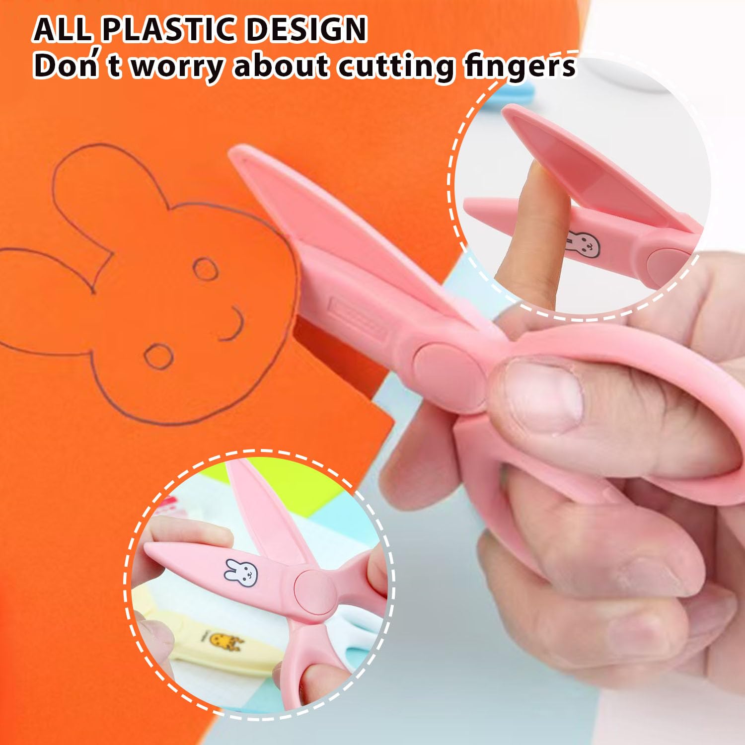 Kids Plastic Safety Scissors - Easy-Grip Preschool Training Scissors for Toddlers, School & Craft Projects (Pink) | Perfect for Classroom Activities, Arts & Crafts, and Early Childhood Development