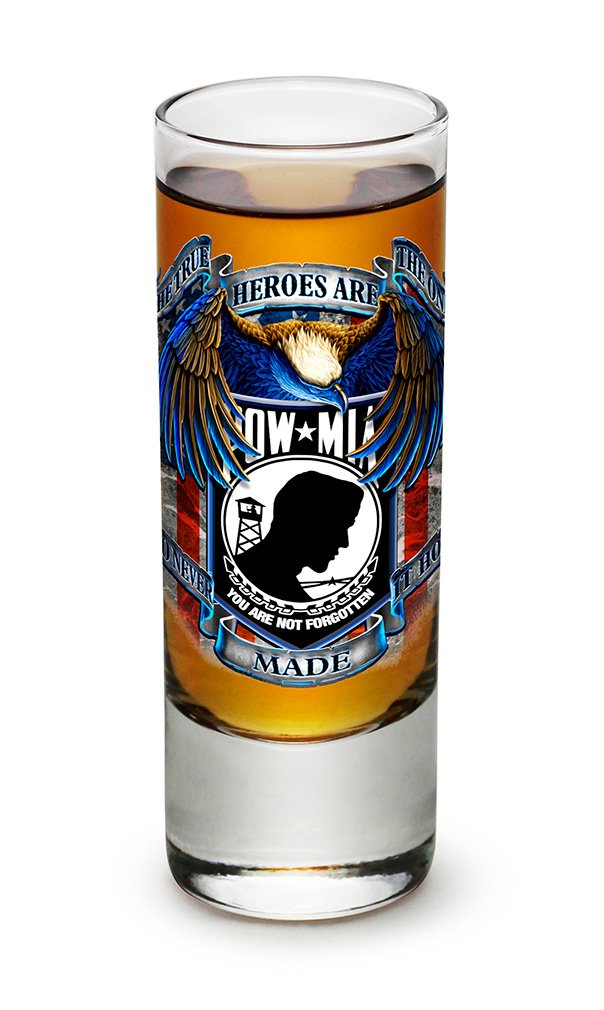 Patriotic American Soldier POW Hero 2oz Shot Glass Set of 24 - Veteran Tribute Glassware with Logo - Perfect for Military Appreciation Gifts, Bar Decor & Patriotic Parties