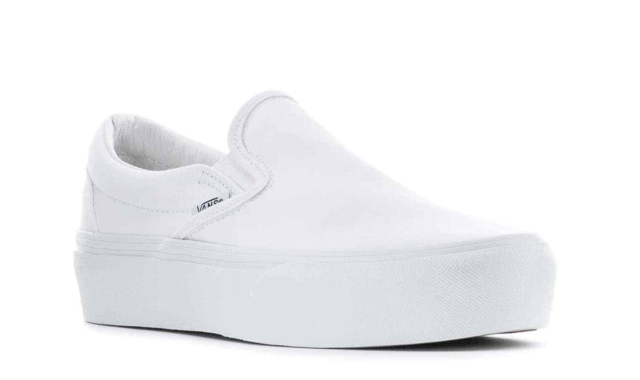 Vans Women's Slip-On Trainers - Classic True White Sneakers for Women (Size 5 US / 3.5 Men) | Comfortable Casual Shoes for Walking, Travel & Everyday Wear