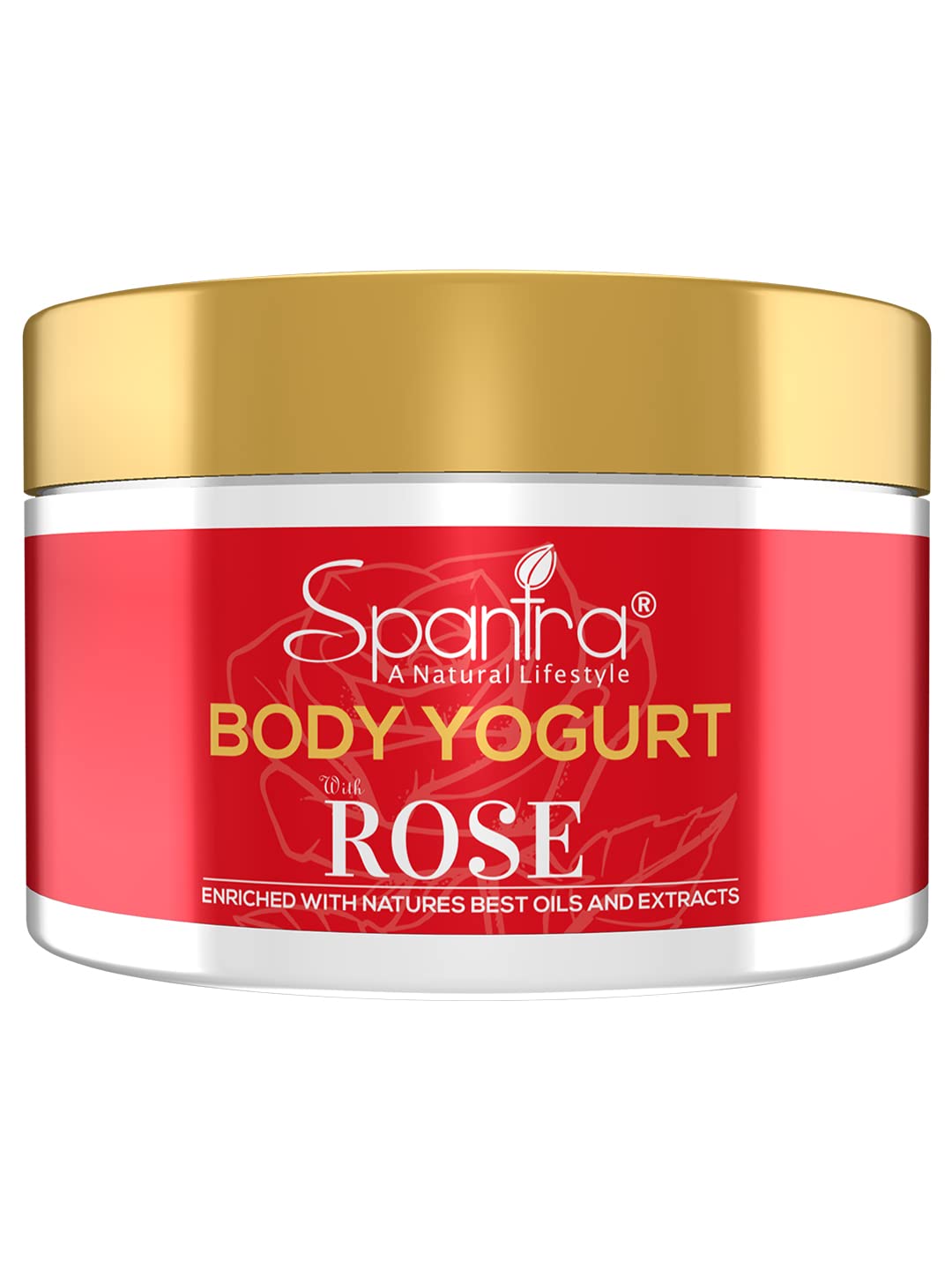 Spantra Rose Body Yogurt Cream - Hydrating & Non-Greasy Moisturizer with Rose Oil, Aloe Vera, Sunflower & Coconut Oil for Soft Skin | Sensitive Skin Friendly | 250g | Perfect for Daily Hydration, Post-Shower Care & Dry Skin Relief