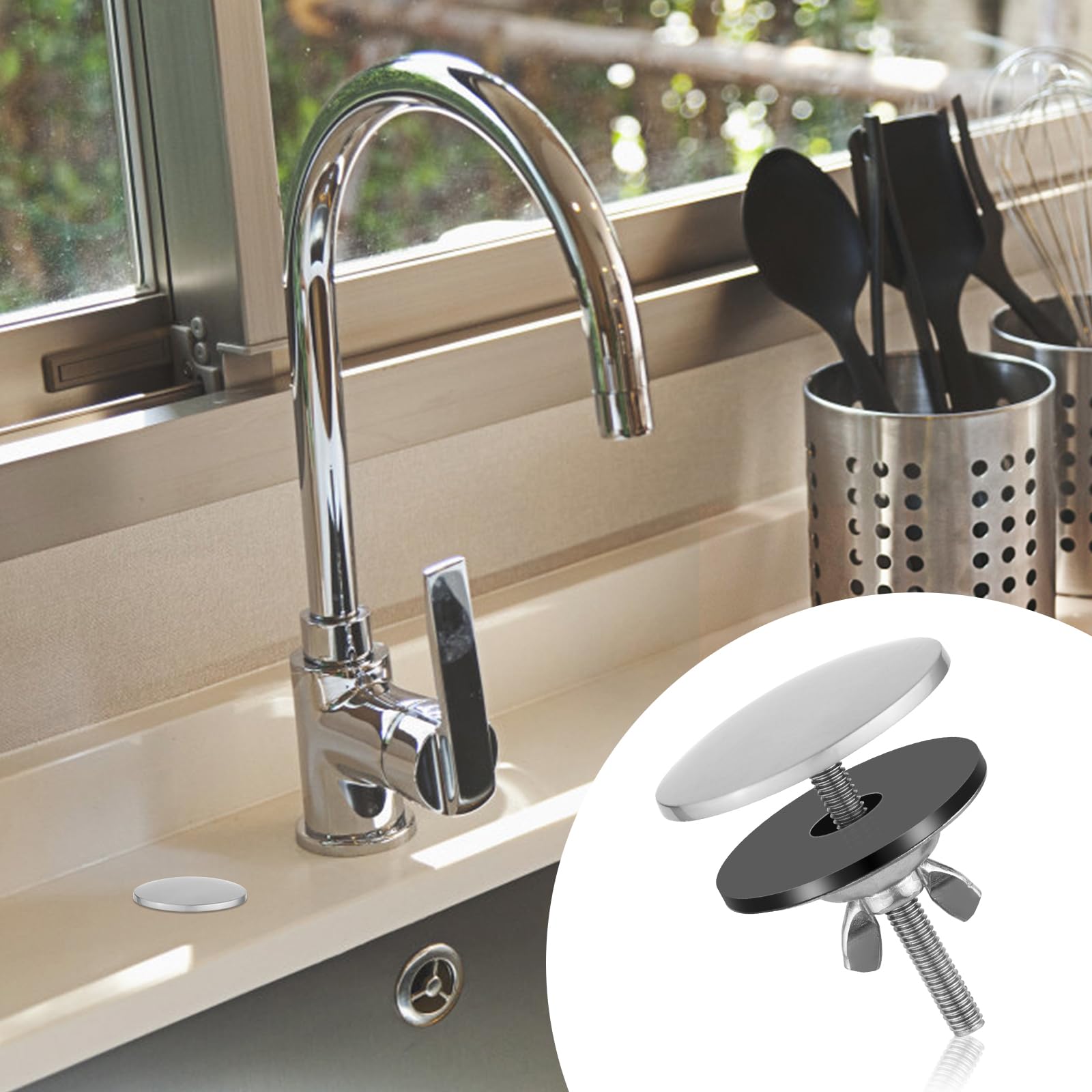 Premium Brushed Nickel Kitchen Sink Faucet Hole Cover - Durable Sink Hole Plug & Installation Accessory for Modern Kitchens | Perfect for Remodeling, New Home Setup & Preventing Water Splashes