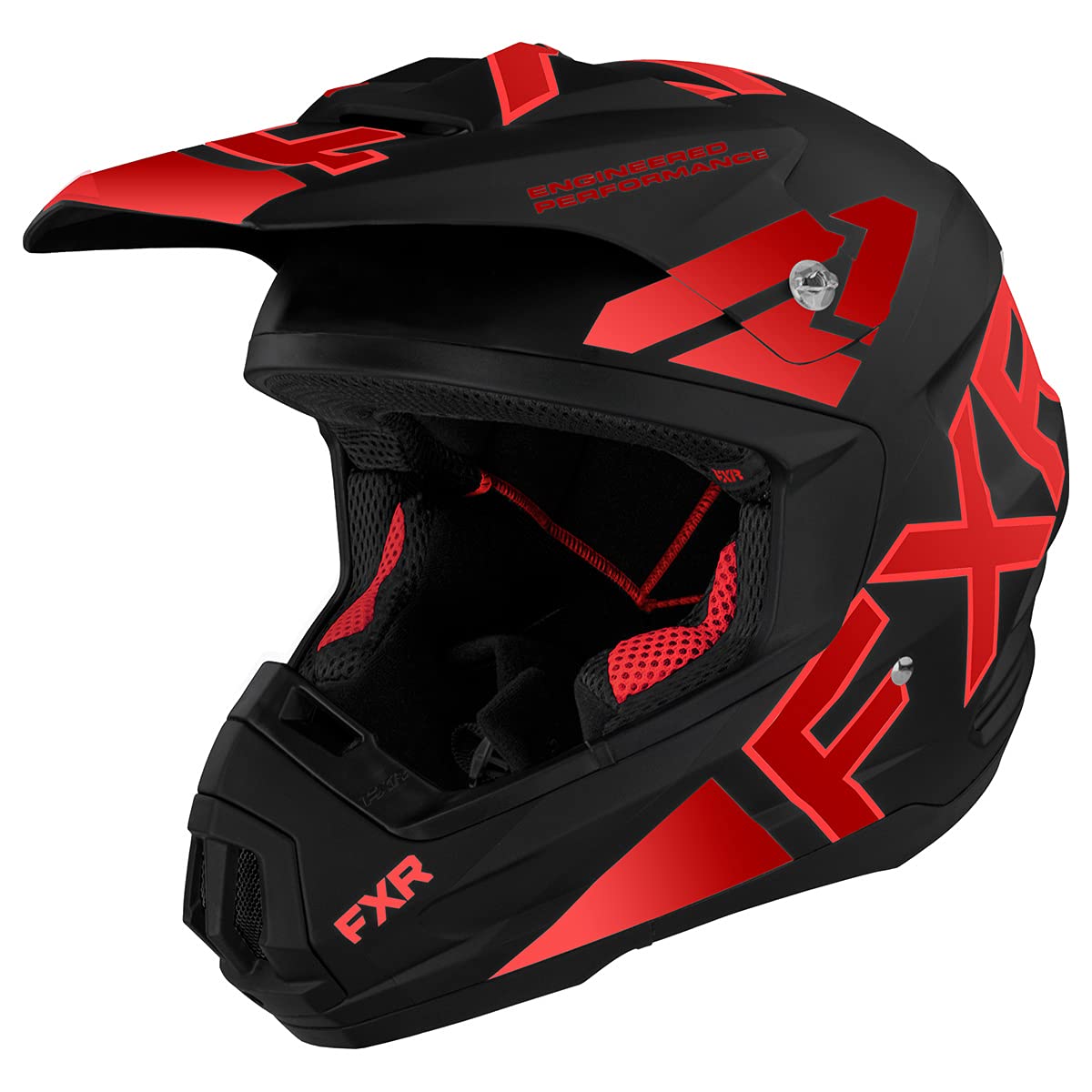 FXR Torque Team Helmet 2025 - Black/Red Motocross Helmet for Adults - DOT & ECE Certified - Medium Size - Perfect for Dirt Bike, ATV & Off-Road Racing