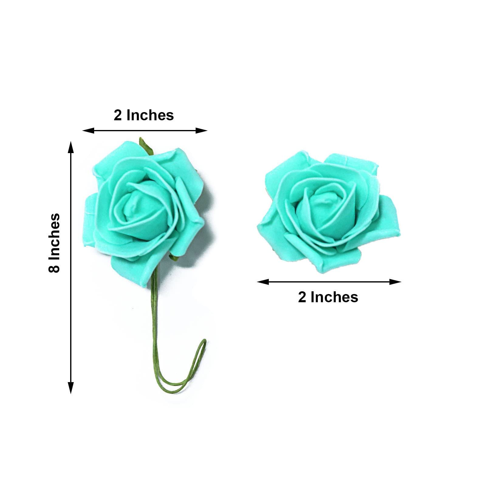 24 Pack 2-Inch Mini Foam Roses Artificial Flowers - Turquoise Fake Rose Stems for Wedding Centerpieces, Birthday Party Decor, DIY Crafts, Home & Event Decoration Supplies (BalsaCircle Brand)