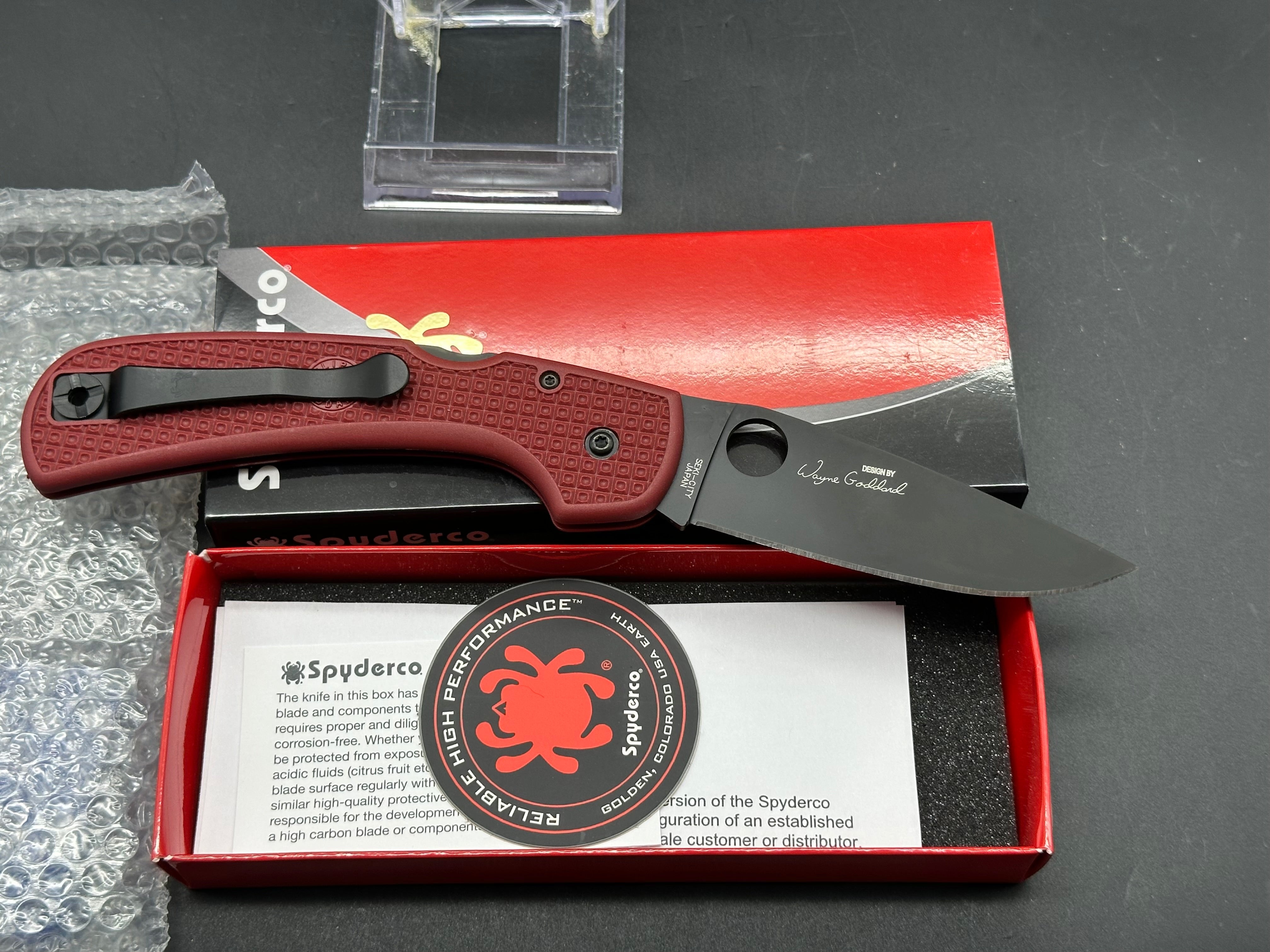 Spyderco Goddard Folding Knife - New in Box, Red FRN Handle, CPM-4V Steel Blade - Perfect for EDC, Camping & Outdoor Adventures