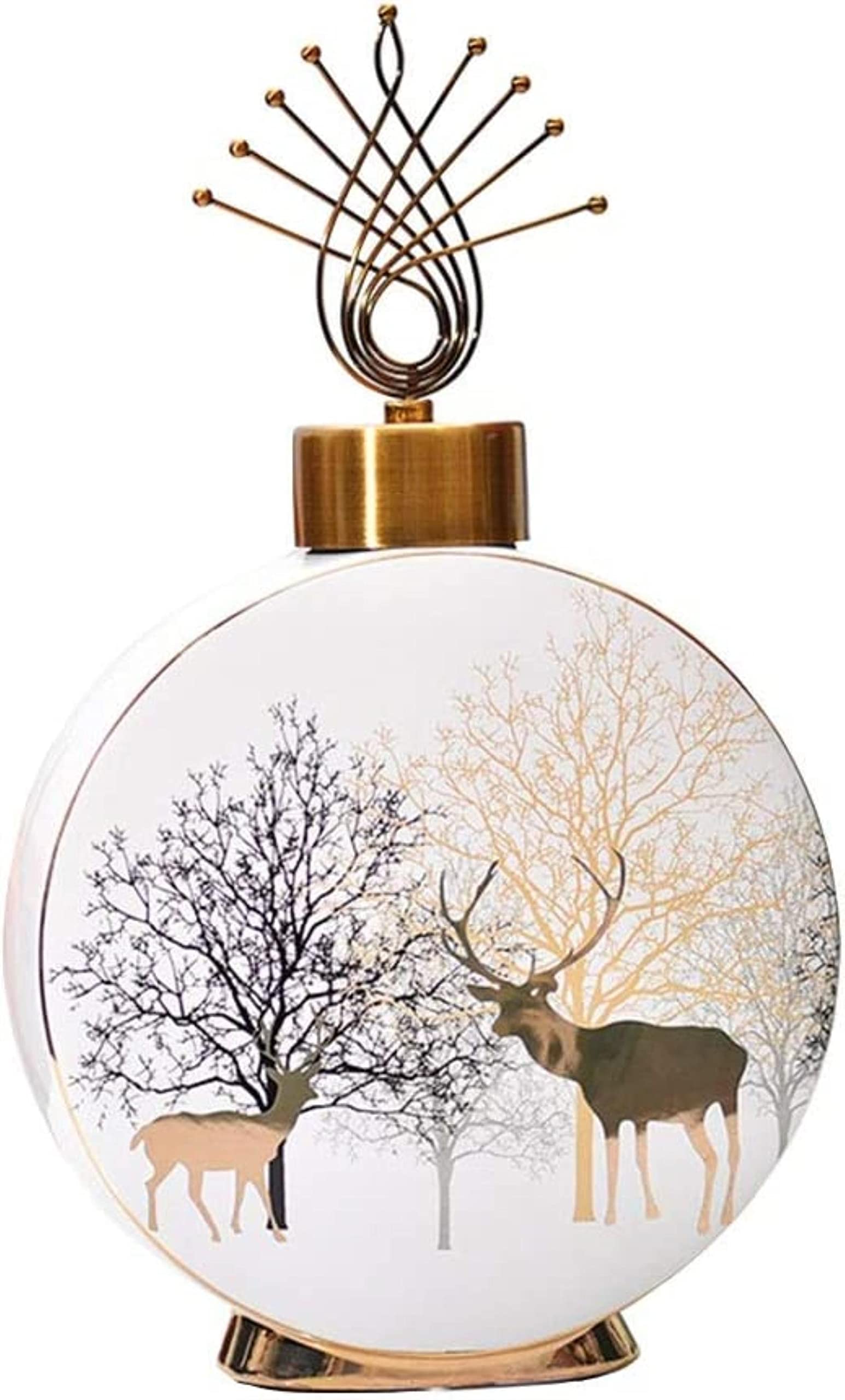 Exquisite White Ceramic Vase with Chinese Classical Deer Painting - Elegant Home, Dining Table & Office Desk Decoration - Perfect Gift for Housewarming, Wedding & Interior Design (Size A)