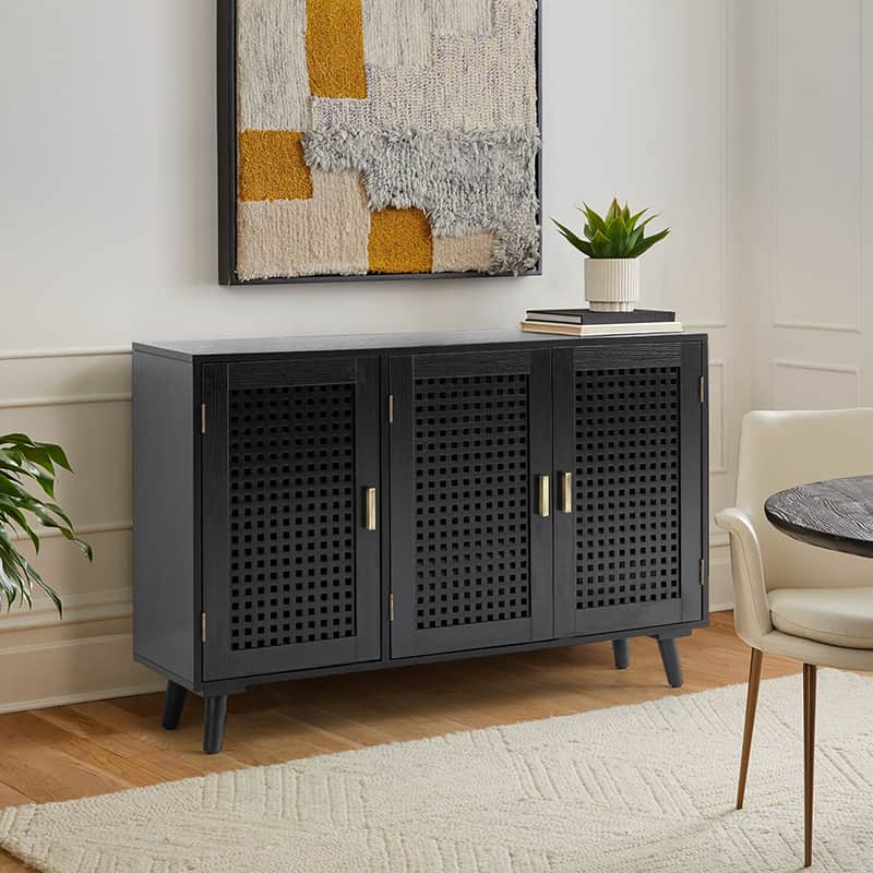 3-Door Accent Entryway Cabinet - Solid Wood Hallway Storage Organizer for Shoes, Coats & Home Decor | Perfect for Entryways, Halls & Living Rooms