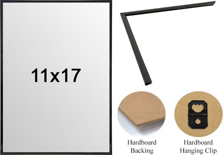 11x17 Picture Frame - Black Wood Poster Frame with Shatter Resistant Glass - Perfect for Wall Art, Photos, Certificates & Office Decor