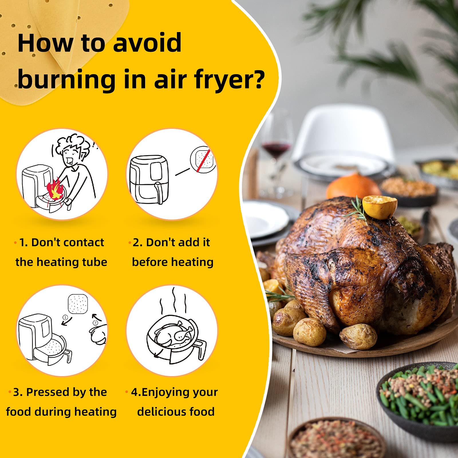 Katbite 200Pcs 9 Inch Unbleached Air Fryer Parchment Paper Liners - Heavy Duty Perforated Baking Sheets for Air Fryer, Oven, Steamer & Frying Chicken - Perfect for Healthy Cooking, Meal Prep & Crispy Snacks
