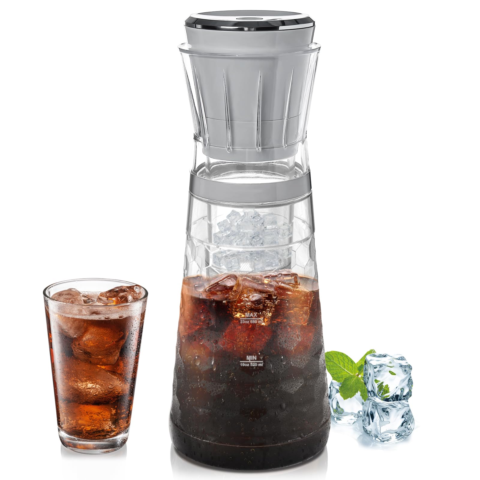 Homtone Electric Cold Brew Coffee Maker - 15-Minute Fast Iced Coffee Machine with Air Injection Technology, 2 Brew Strength Settings, Portable Design for Home, Office & Travel - Perfect for Summer Drinks, Iced Lattes & Cold Brew Concentrates