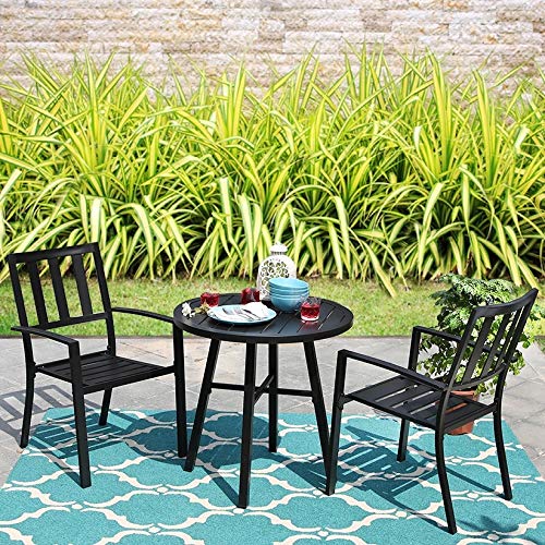 PHI VILLA 3-Piece Outdoor Bistro Set - Metal Patio Furniture with 2 Chairs & 1 Table for Garden, Backyard, Balcony - Perfect for Coffee, Dining & Relaxing in Outdoor Spaces