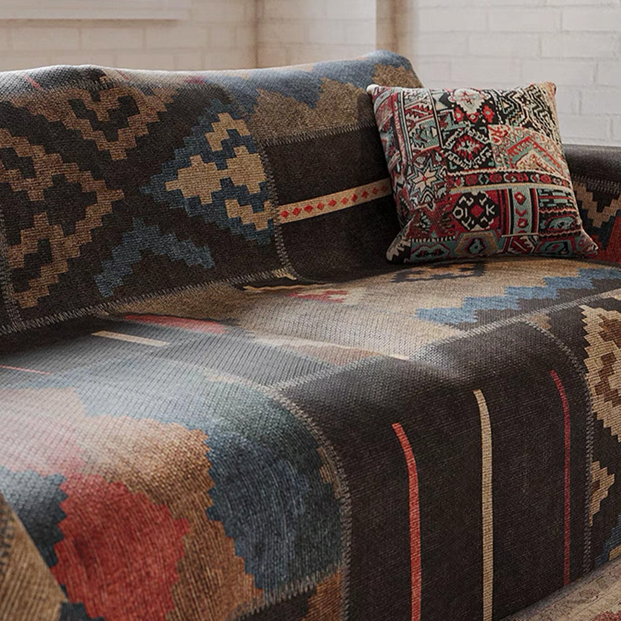 Bohemian Geometric Sofa Cover - Stylish & Durable Couch Slipcover for Living Room, Home Decor - Perfect for Sectional, Loveseat & Recliner Protection